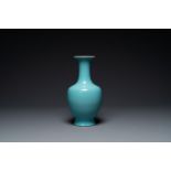 A Chinese monochrome turquoise-glazed vase, Qianlong mark and of the period