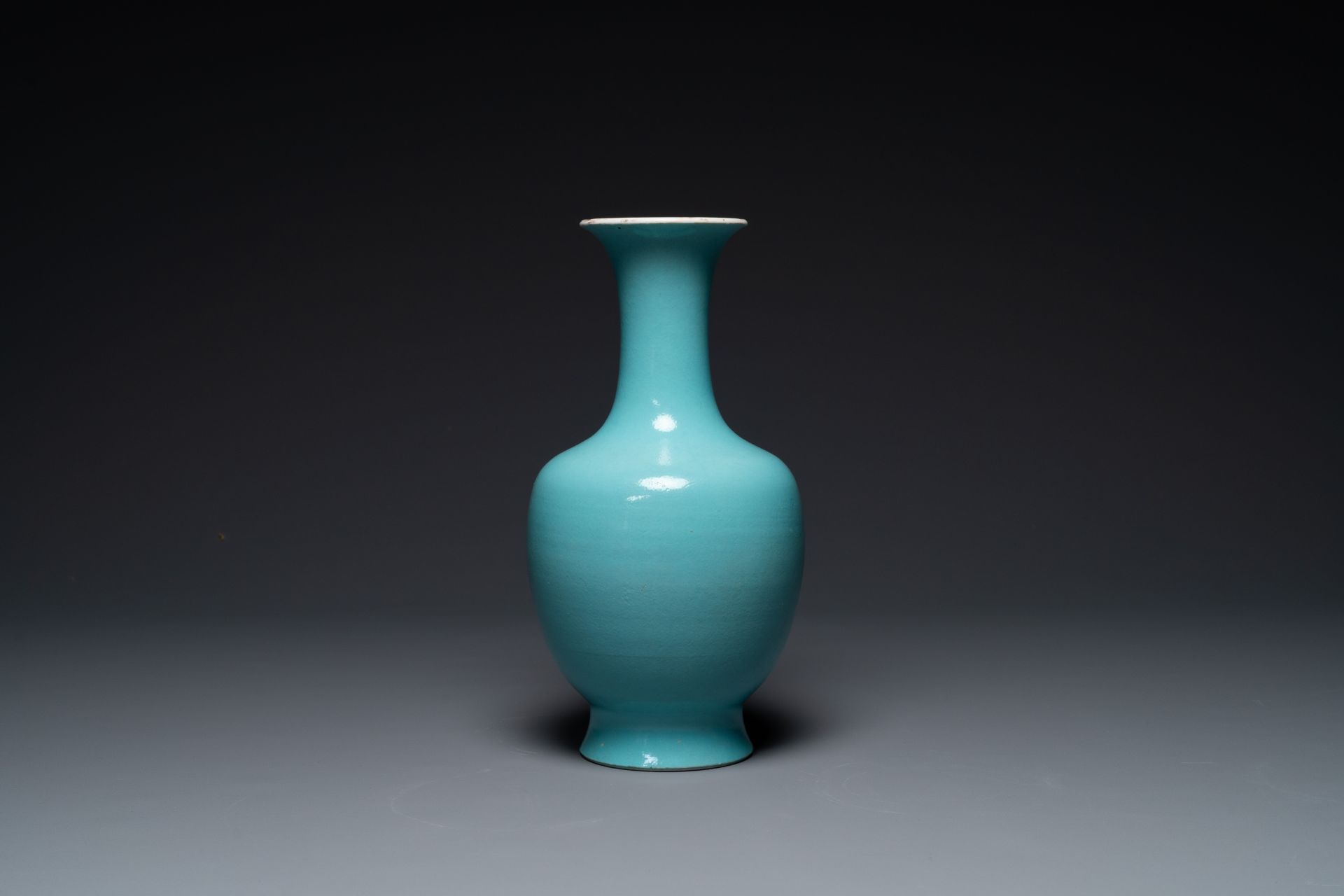 A Chinese monochrome turquoise-glazed vase, Qianlong mark and of the period