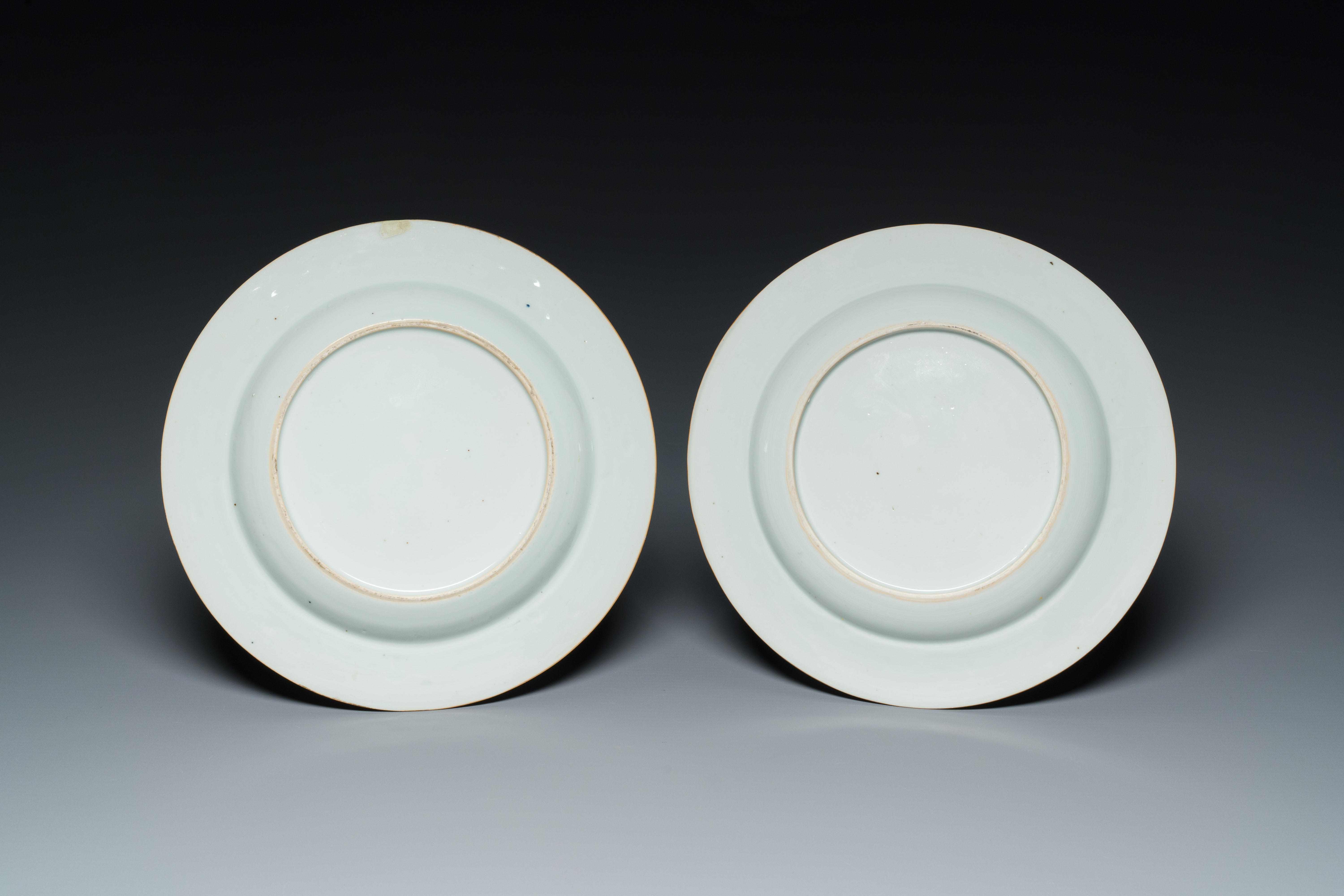 A Chinese grisaille armorial dish and two plates for the Dutch, English and Scottish markets, Qianlo - Image 5 of 5