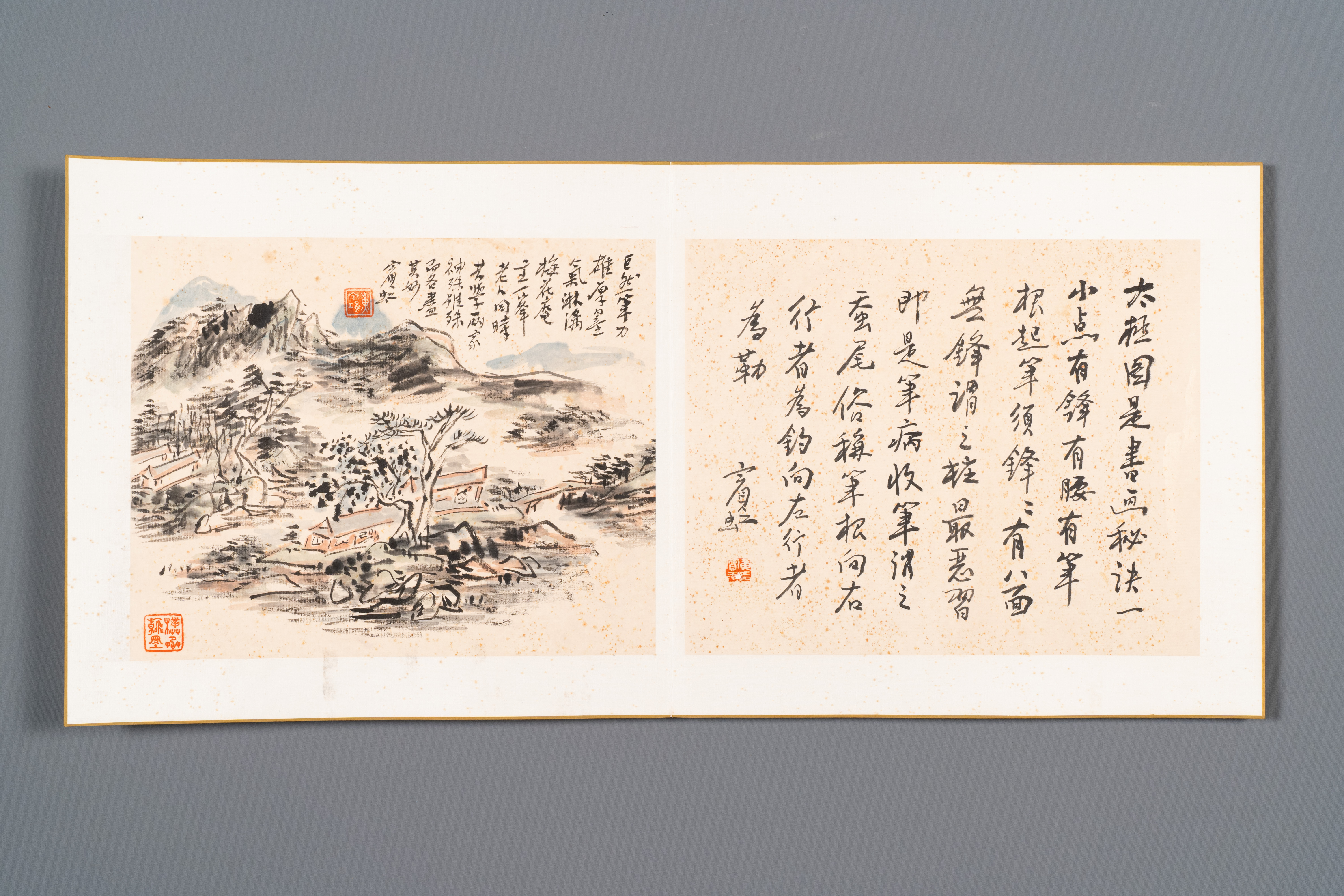 Huang Binhong é»„å®¾è™¹ (1865-1955): Album of nine landscape works accompanied by calligraphy, ink a - Image 9 of 12