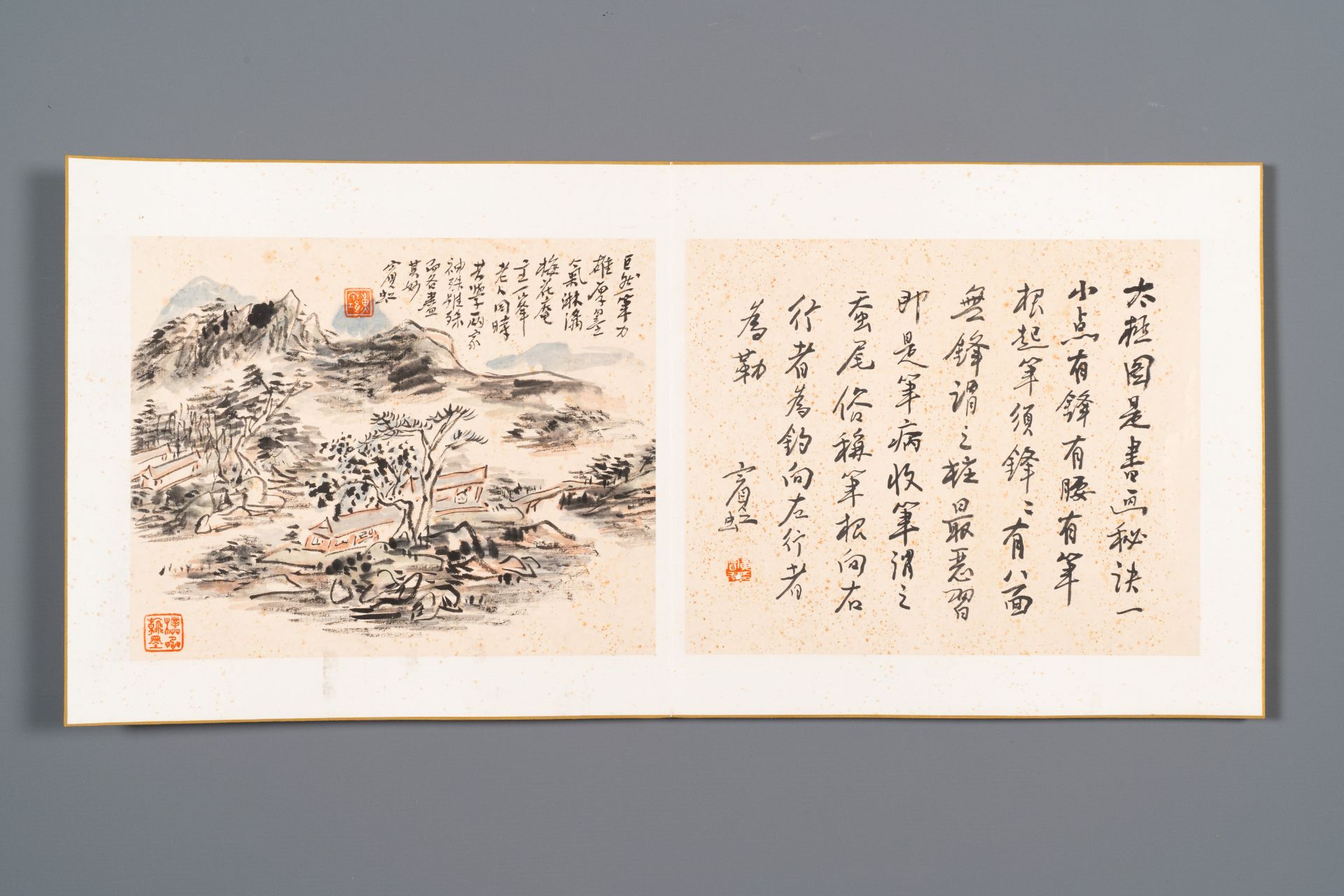 Huang Binhong é»„å®¾è™¹ (1865-1955): Album of nine landscape works accompanied by calligraphy, ink a - Bild 9 aus 12