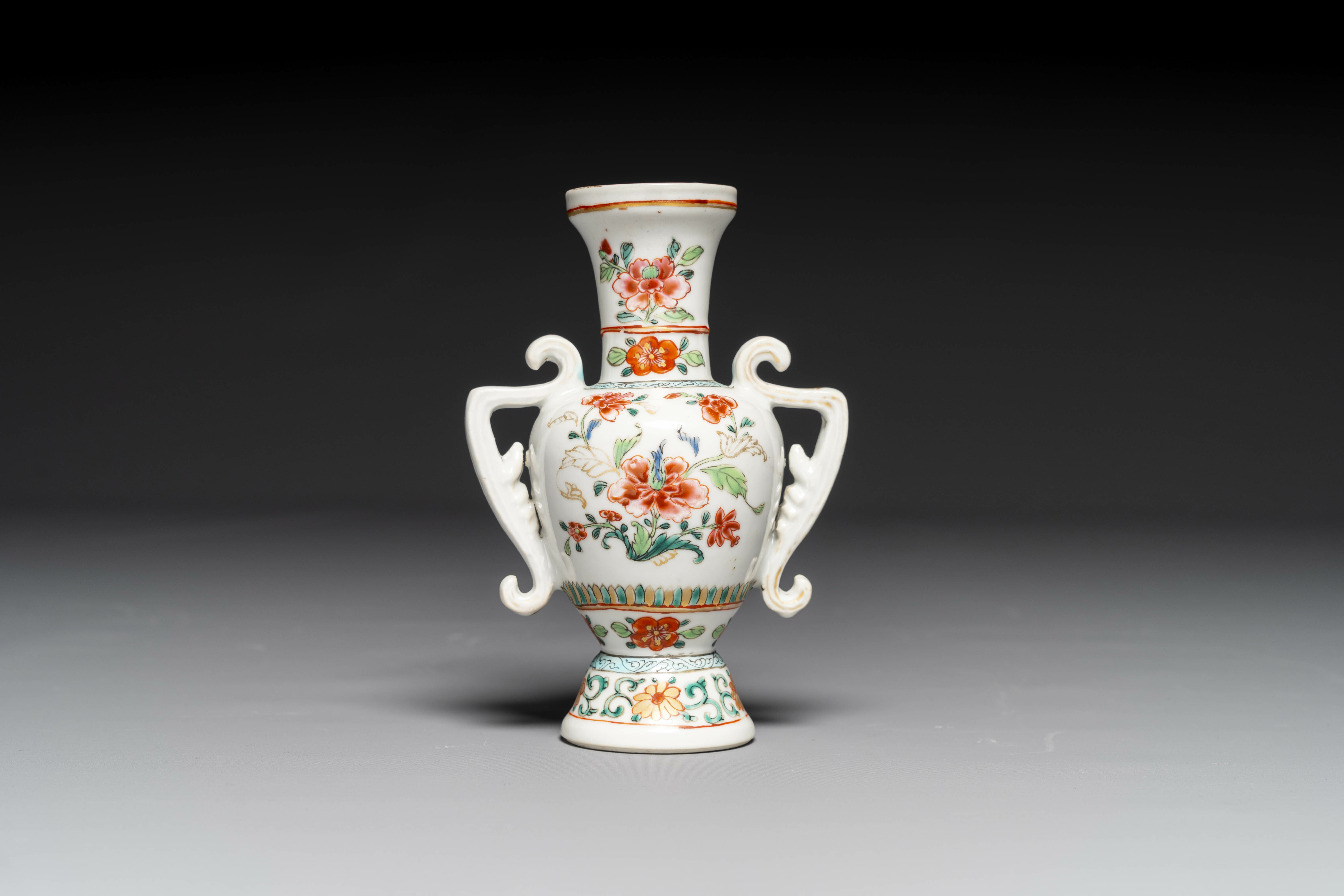 An unusual Chinese famille rose export porcelain vase, Qianlong