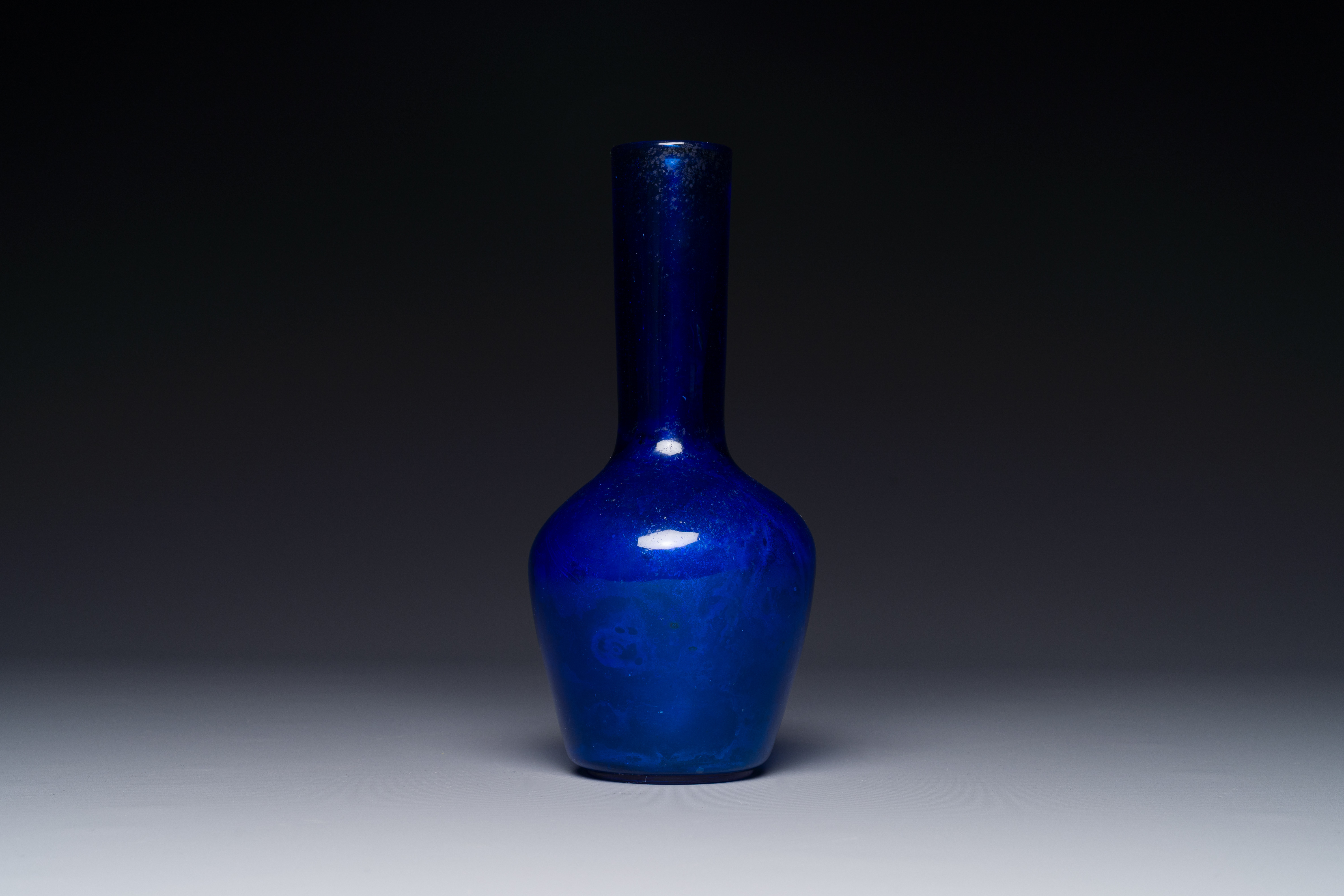 A Chinese blue Peking glass bottle vase, Qianlong mark and possibly of the period - Image 2 of 3