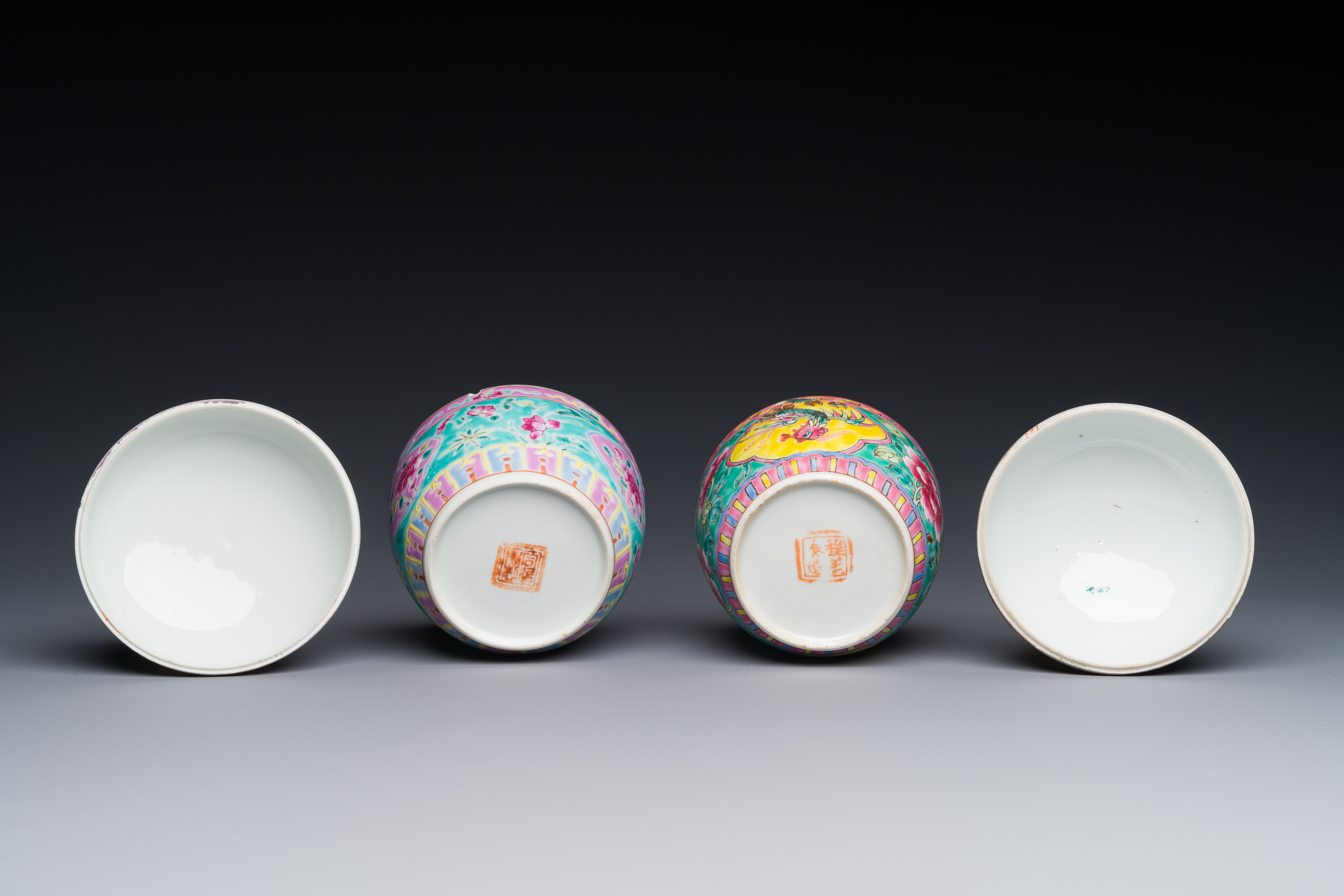 Two Chinese famille rose 'chupu' bowls and covers for the Straits or Peranakan market, Tongzhi mark - Image 3 of 3
