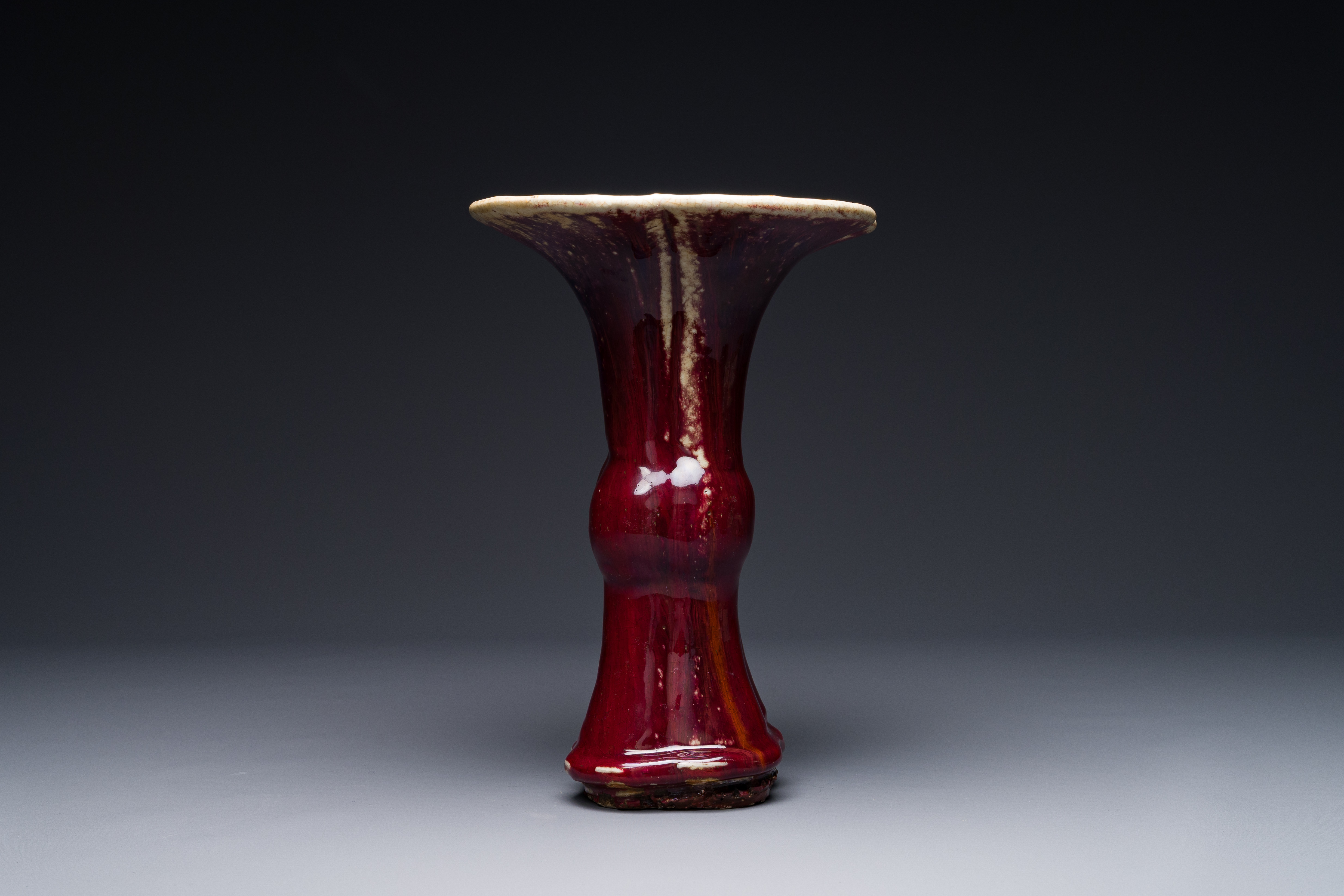 A Chinese quadrifoil flambe-glazed 'zun' vase, Qianlong mark and of the period - Image 7 of 9