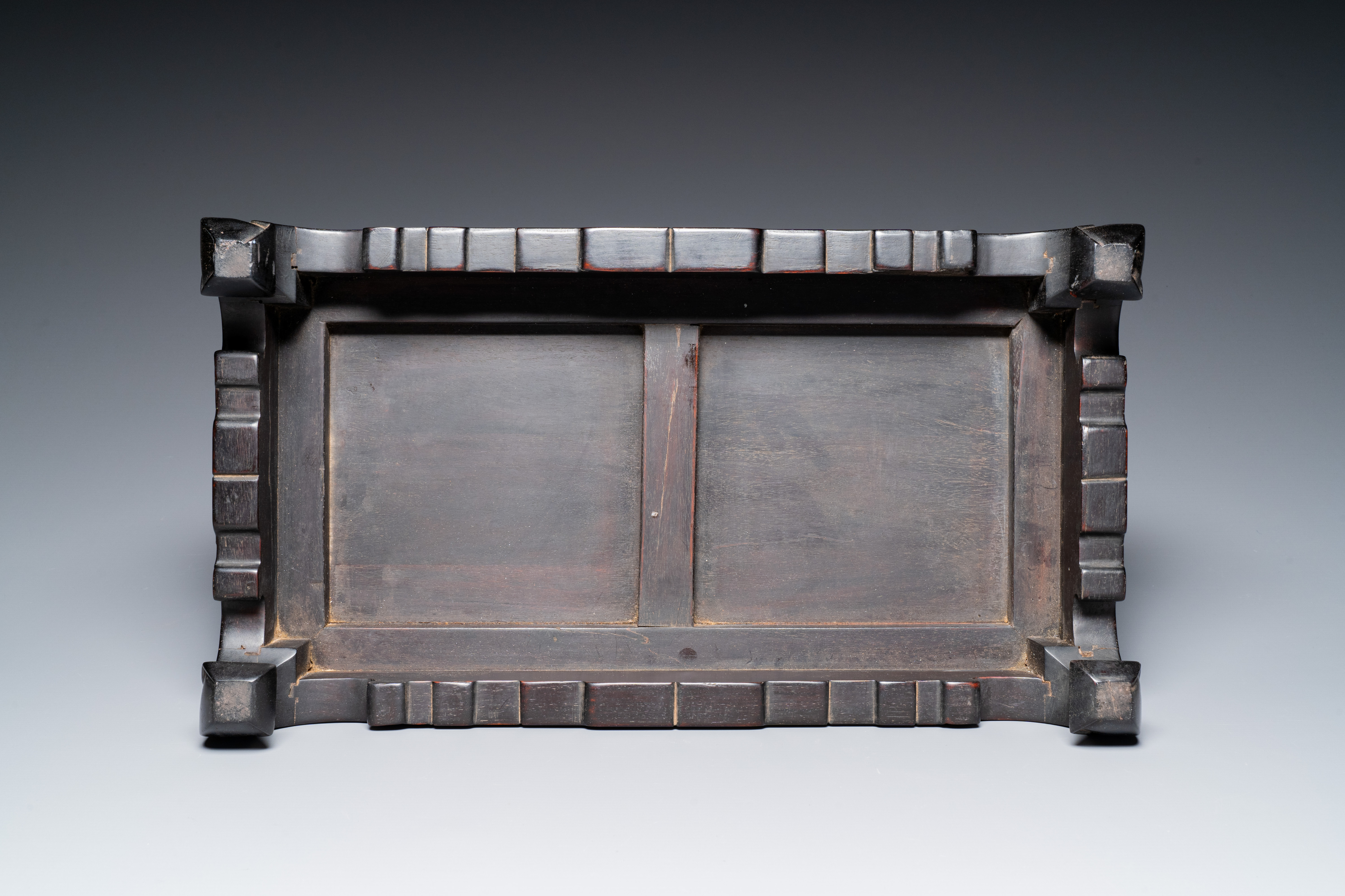 Three Chinese zitan wooden tables, 19/20th C. - Image 13 of 13