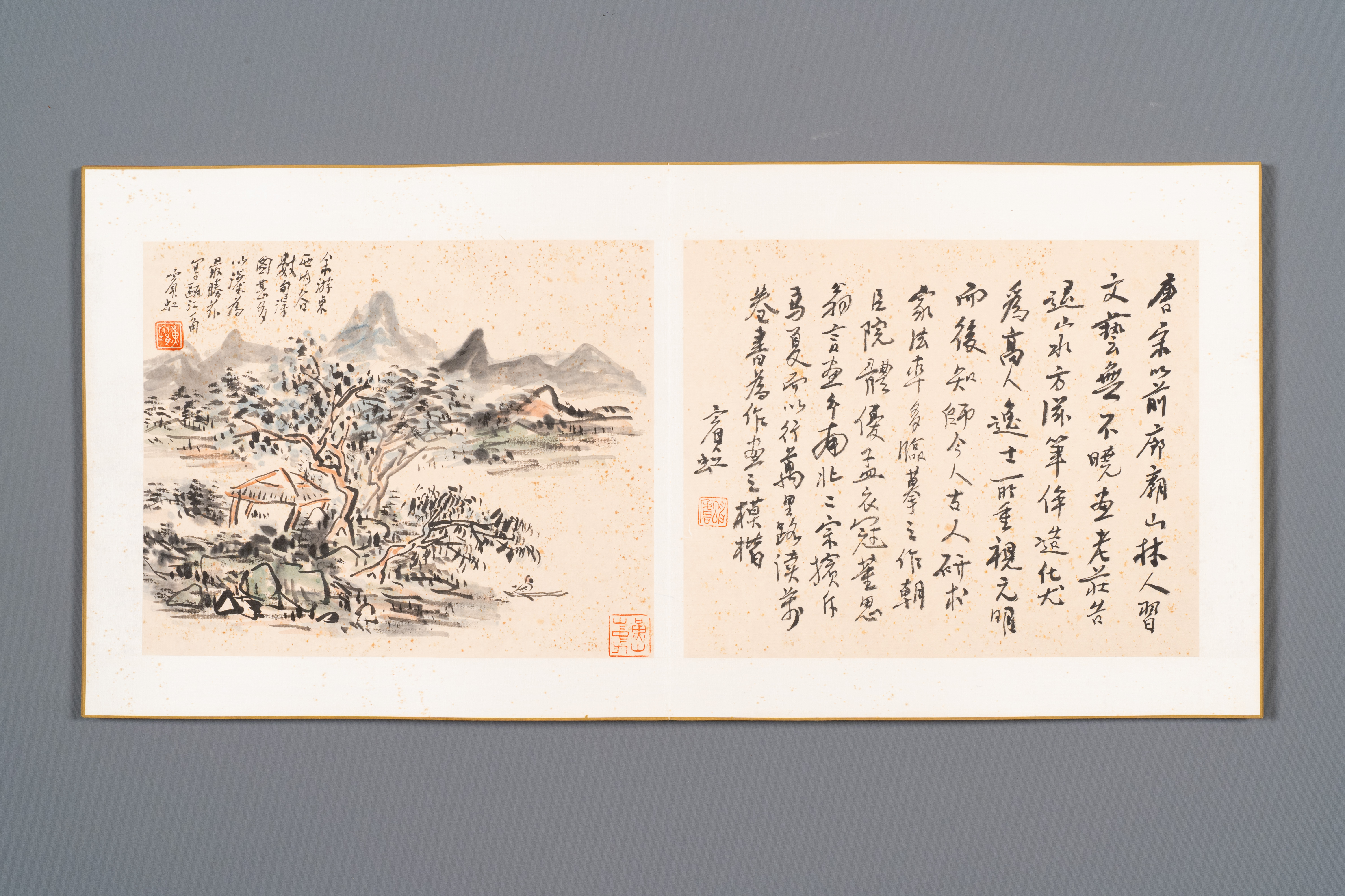 Huang Binhong é»„å®¾è™¹ (1865-1955): Album of nine landscape works accompanied by calligraphy, ink a - Image 7 of 12