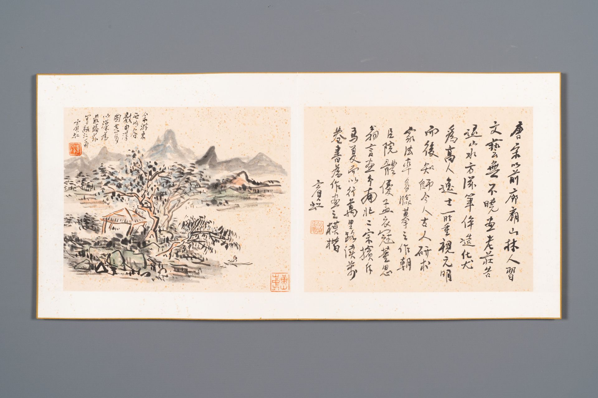 Huang Binhong é»„å®¾è™¹ (1865-1955): Album of nine landscape works accompanied by calligraphy, ink a - Image 7 of 12