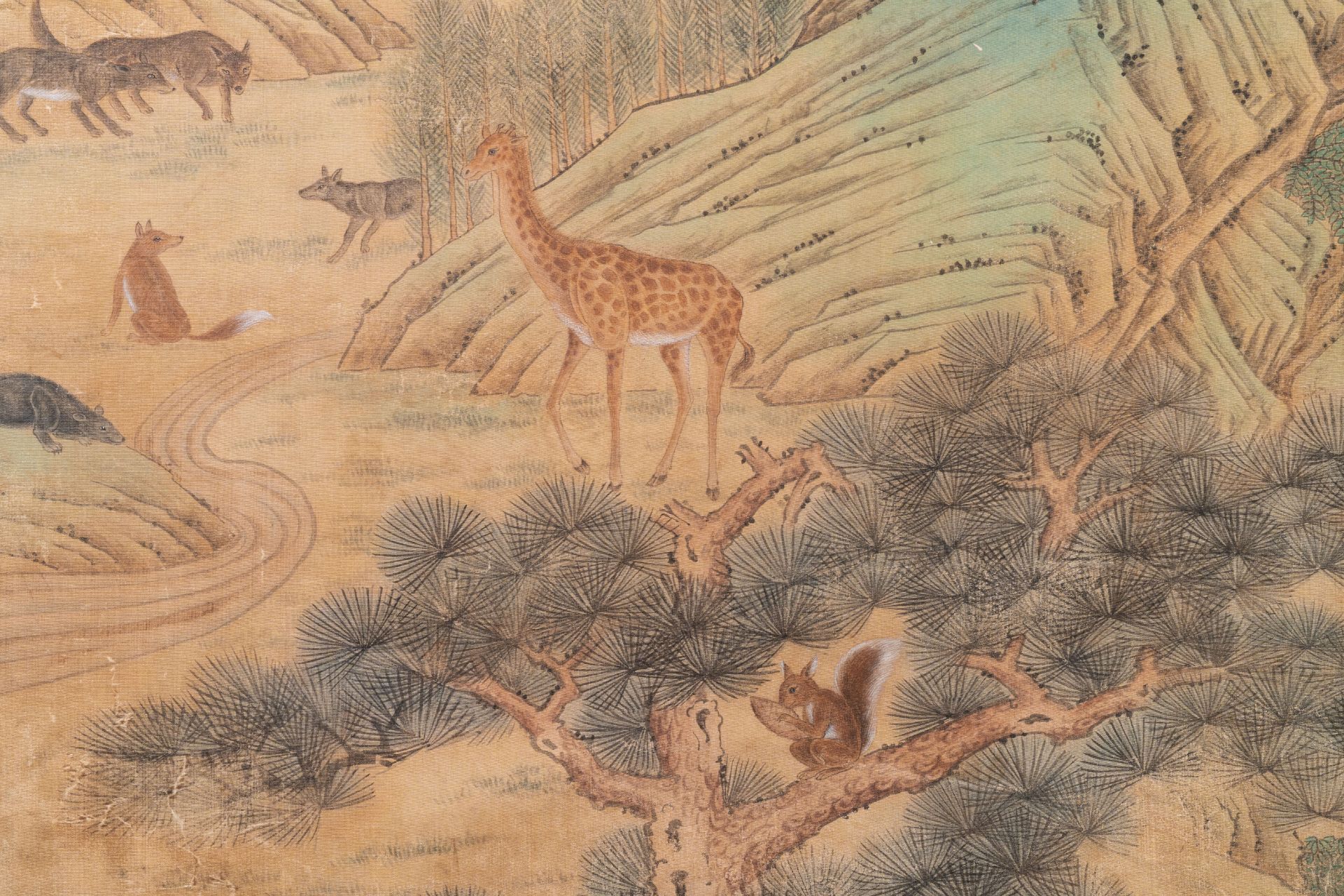 Shen Quan æ²ˆé“¨ (1682-1760): 'Animals in the mountain', ink and colour on silk, dated 1728 - Image 11 of 12