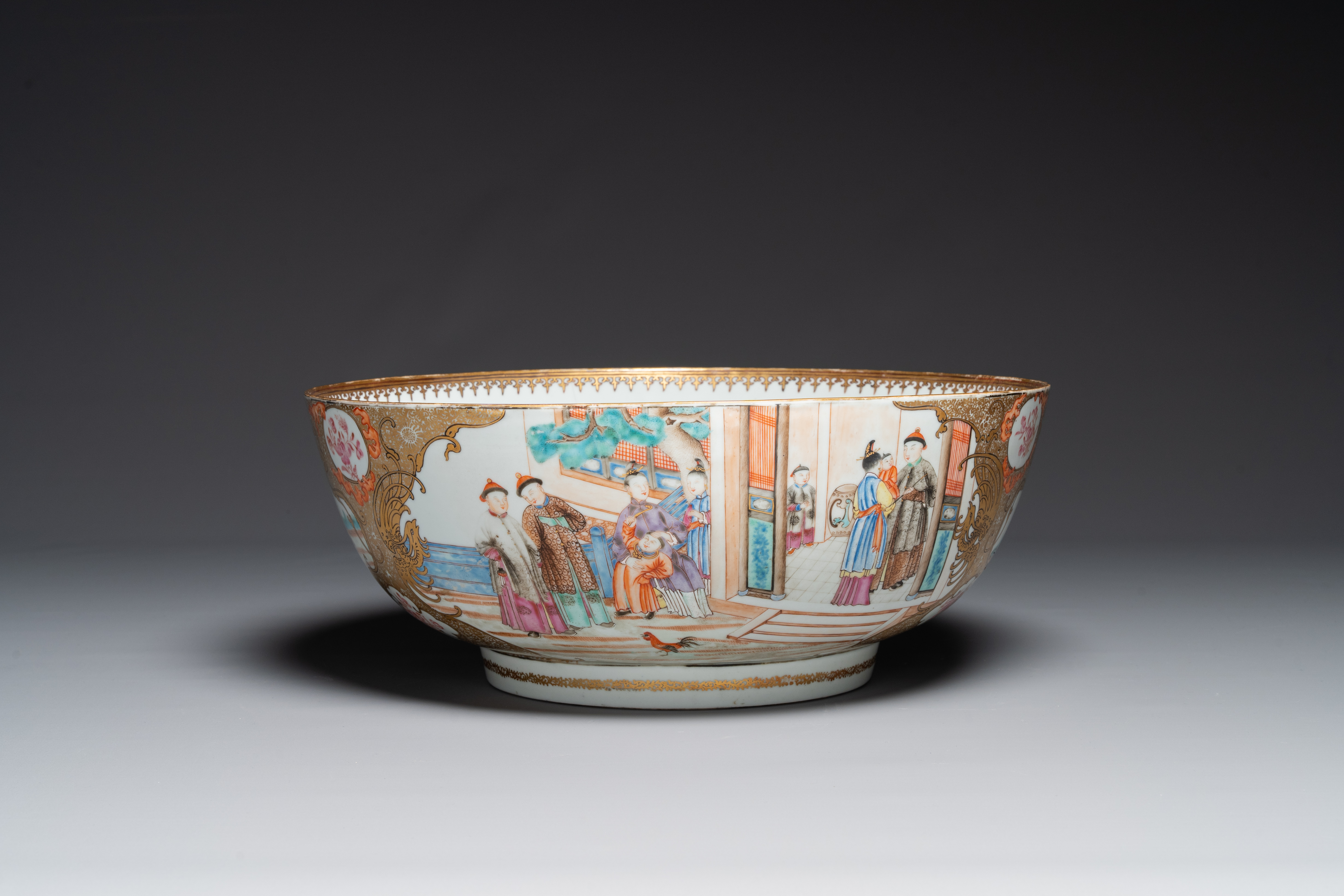 A large fine Chinese Canton famille rose 'Mandarin subject' bowl, Qianlong