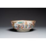 A large fine Chinese Canton famille rose 'Mandarin subject' bowl, Qianlong