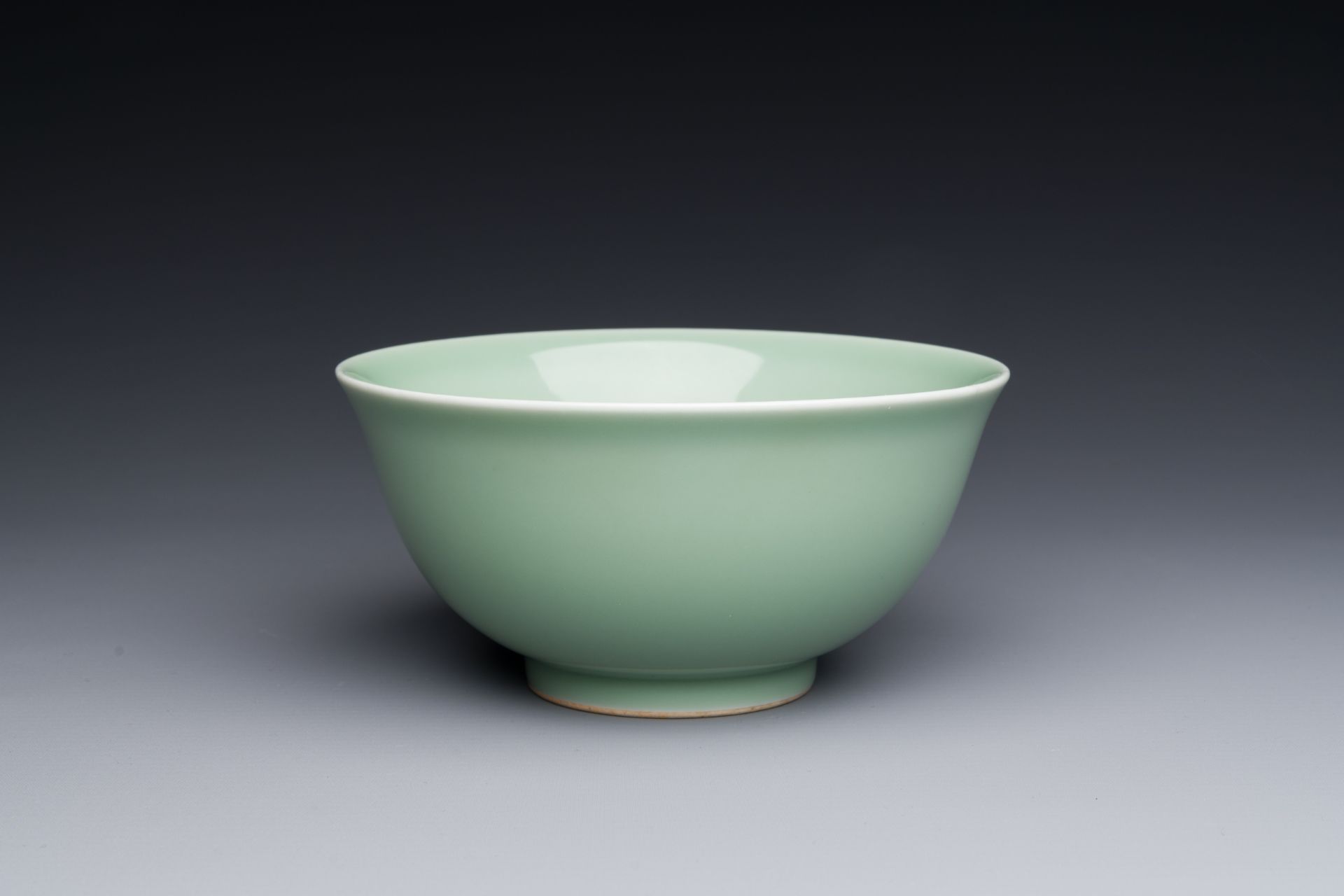 A Chinese monochrome celadon-glazed bowl, Daoguang mark and possibly of the period