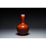 A Chinese copper-red-glazed bottle vase, 19th C.