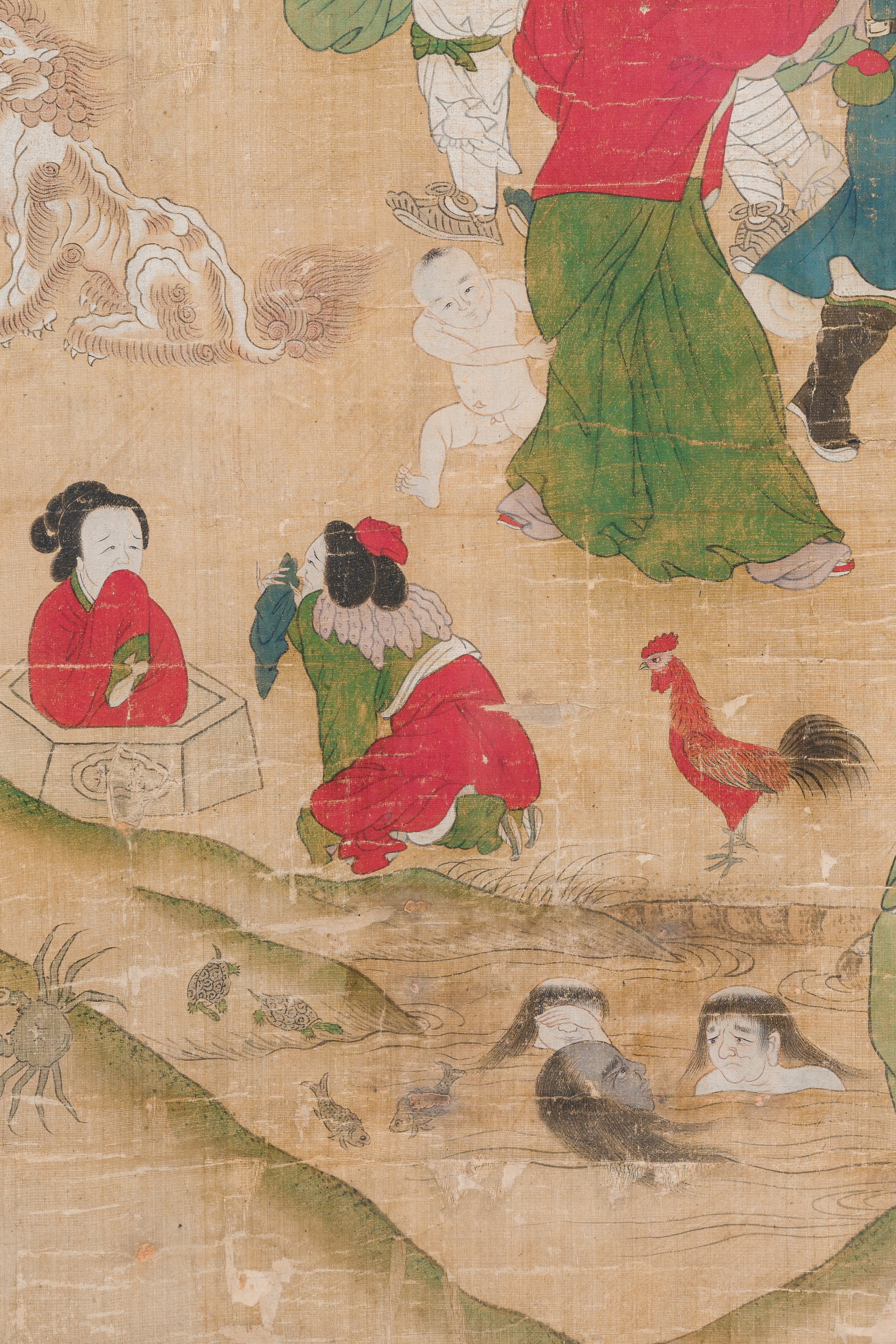 Chinese school: 'Folk tale', ink and colour on silk, 19th C. - Image 5 of 5