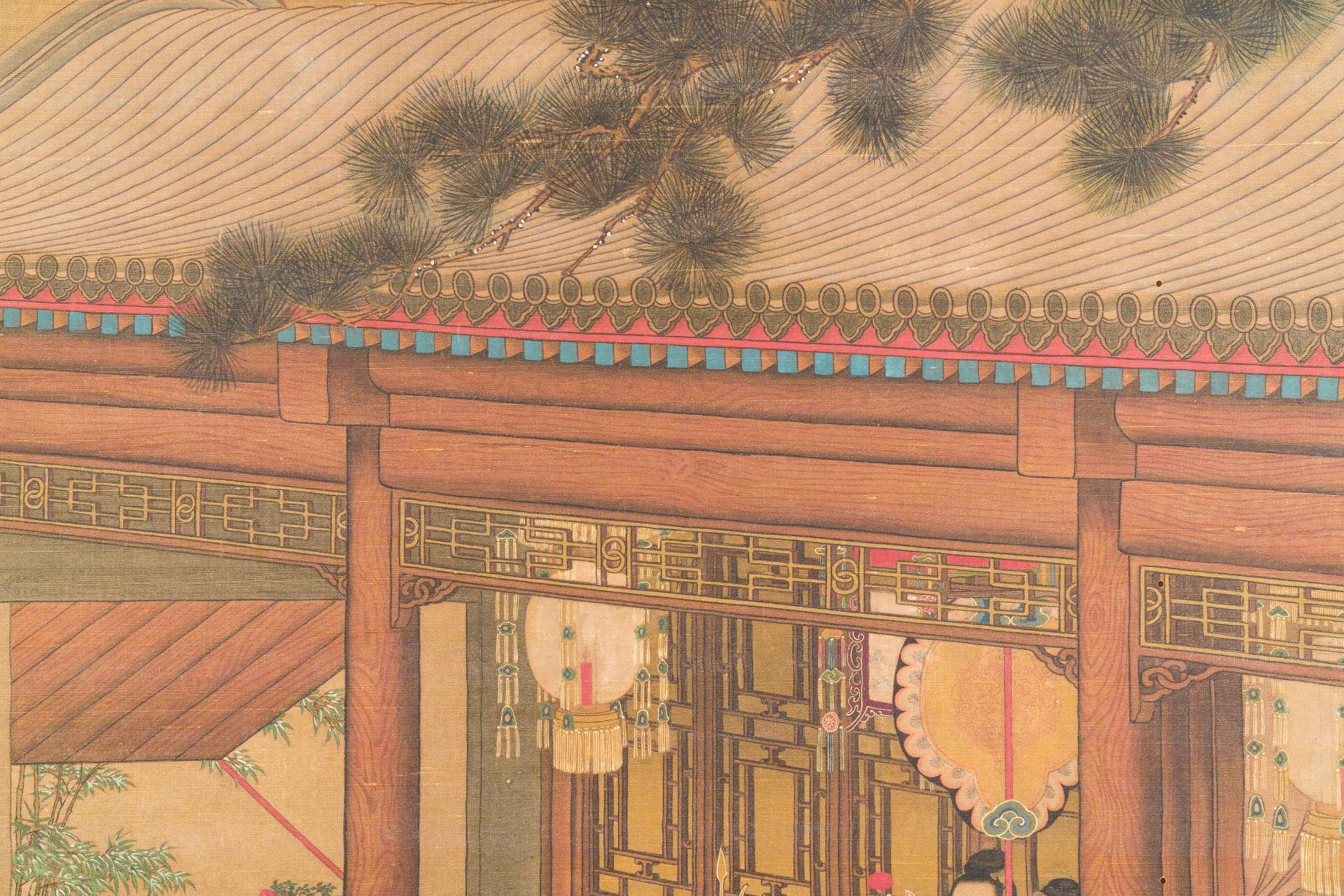 Chinese school: 'Emperor Qianlong with children', ink and colour on silk, 18/19th C. - Bild 4 aus 5