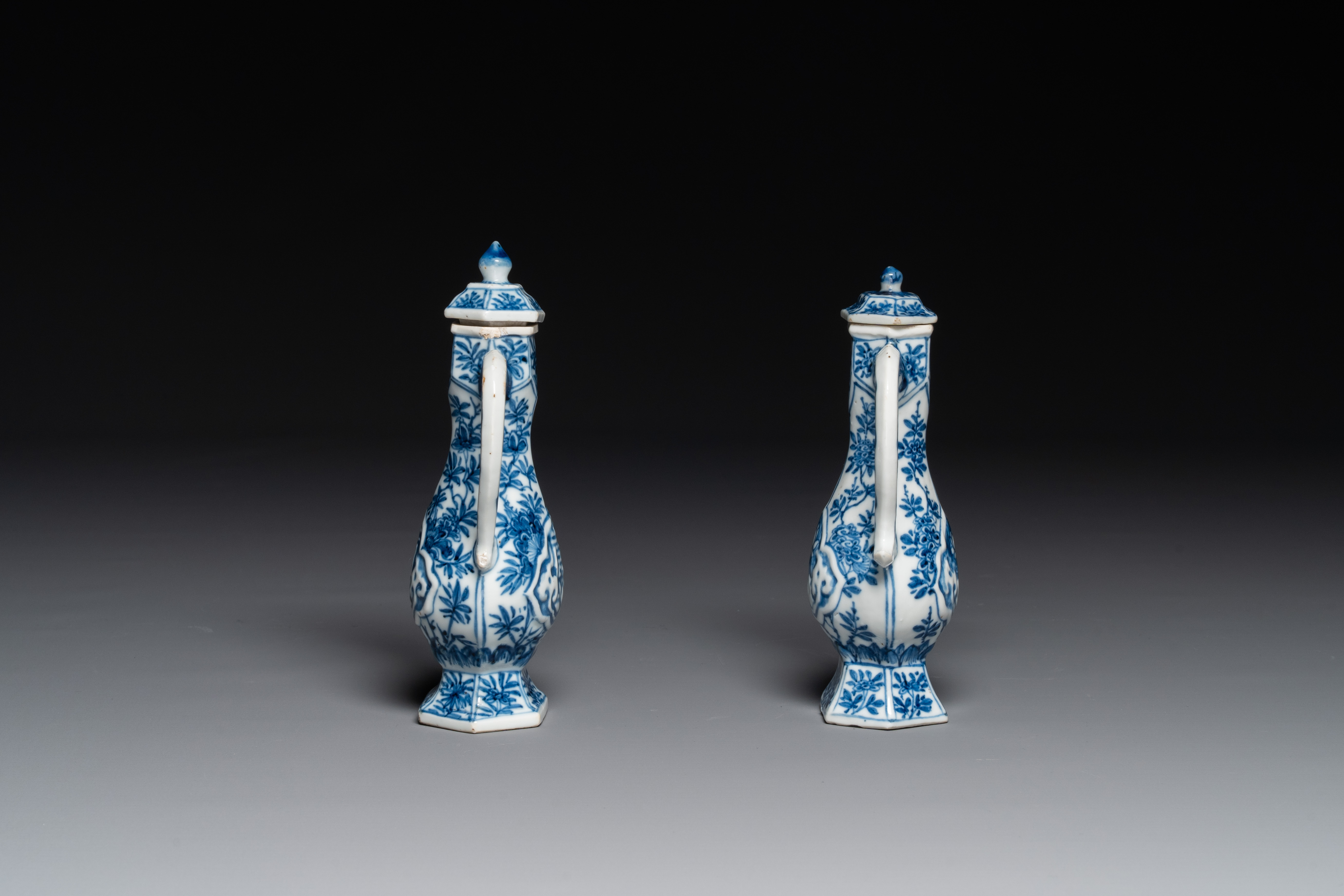 Two Chinese blue and white ewers and covers, Kangxi - Image 2 of 6