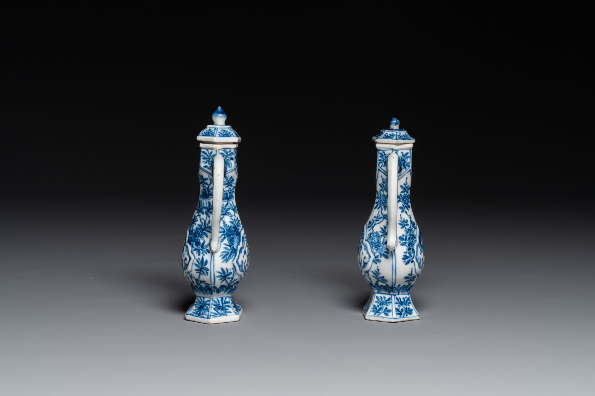 Two Chinese blue and white ewers and covers, Kangxi - Image 2 of 6