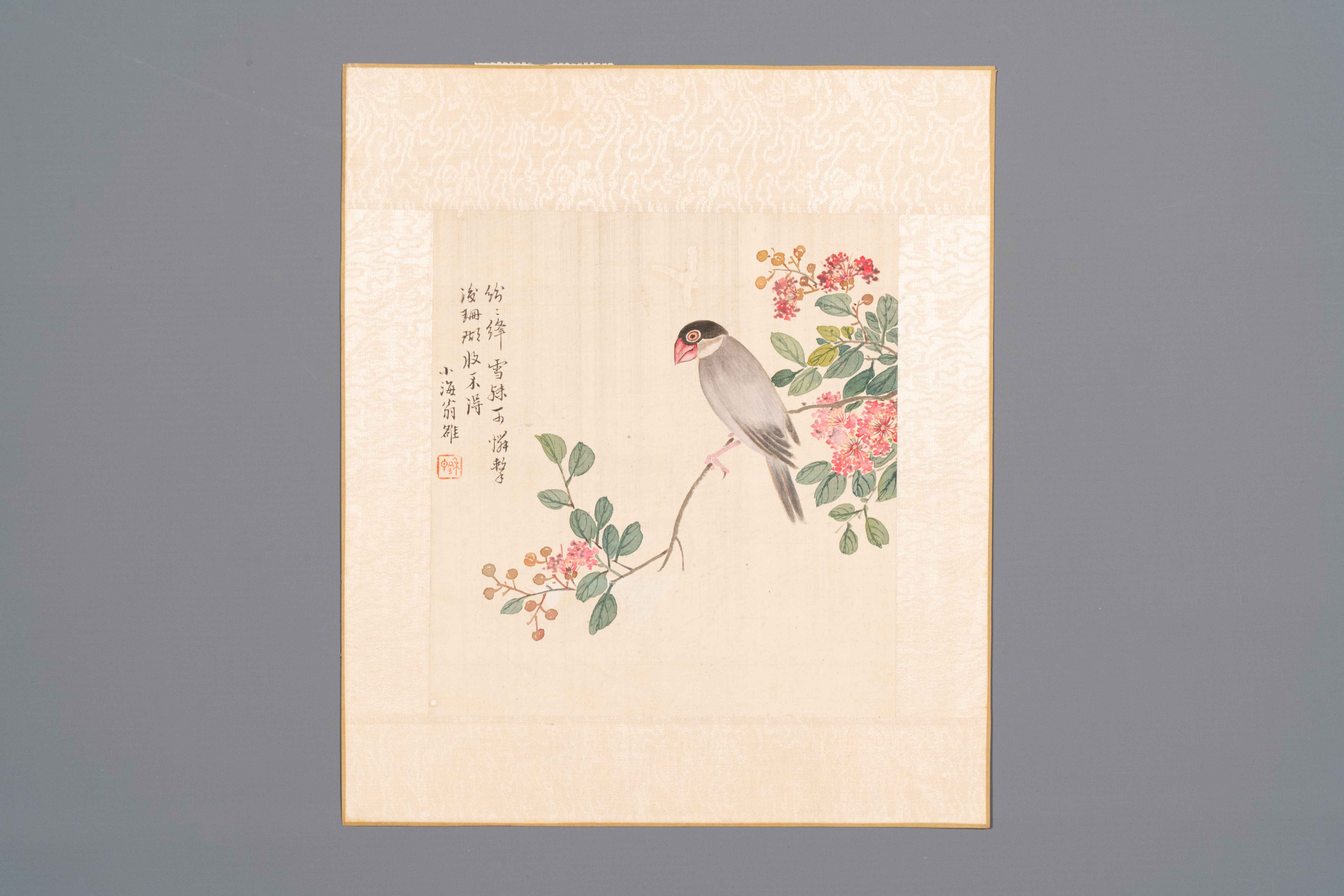 Chinese school: Seven works with birds and flowers, ink and colour on silk, signed Jinghan æ™¯æ¶µ, 1 - Image 3 of 12