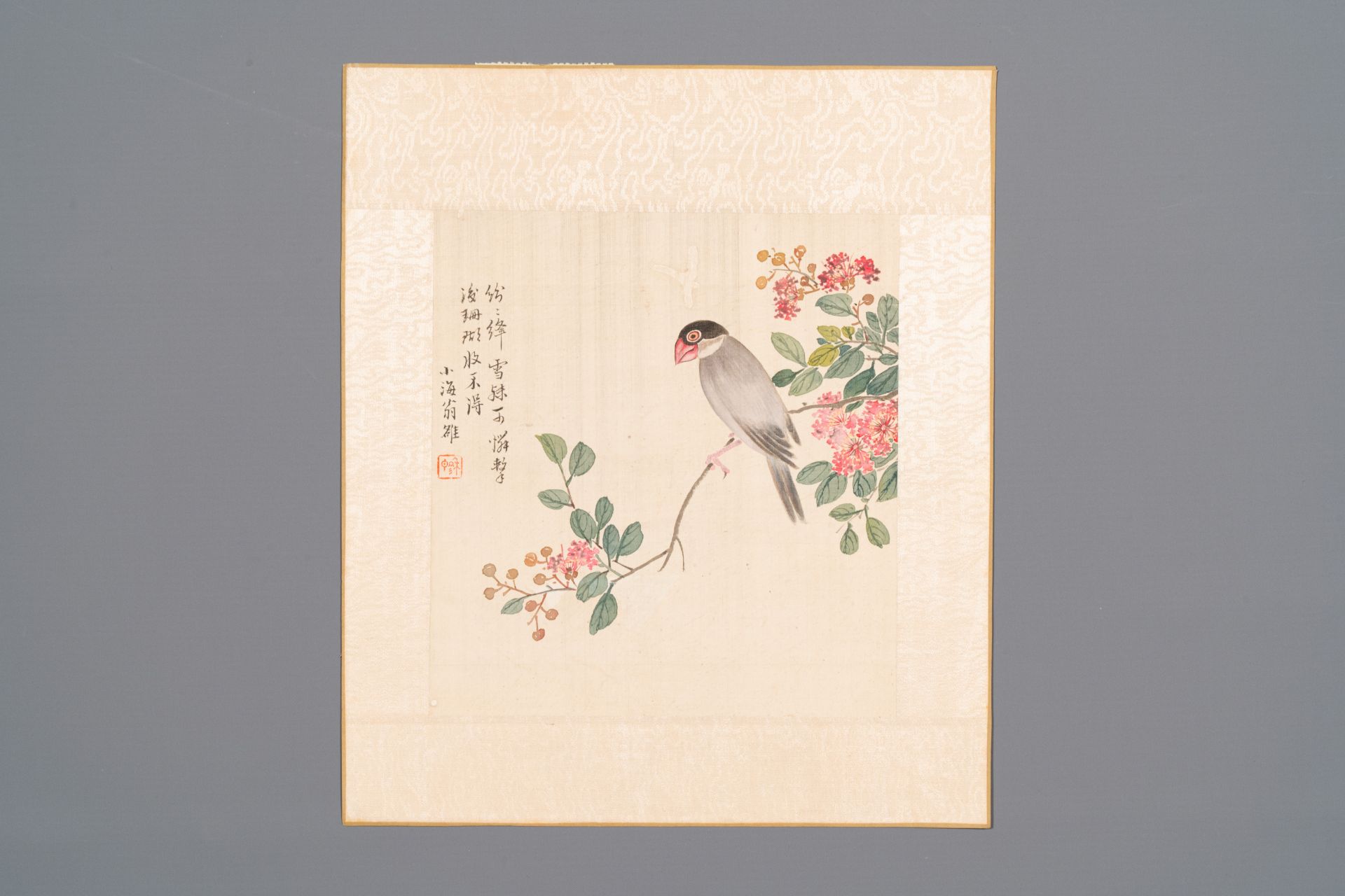 Chinese school: Seven works with birds and flowers, ink and colour on silk, signed Jinghan æ™¯æ¶µ, 1 - Bild 3 aus 12