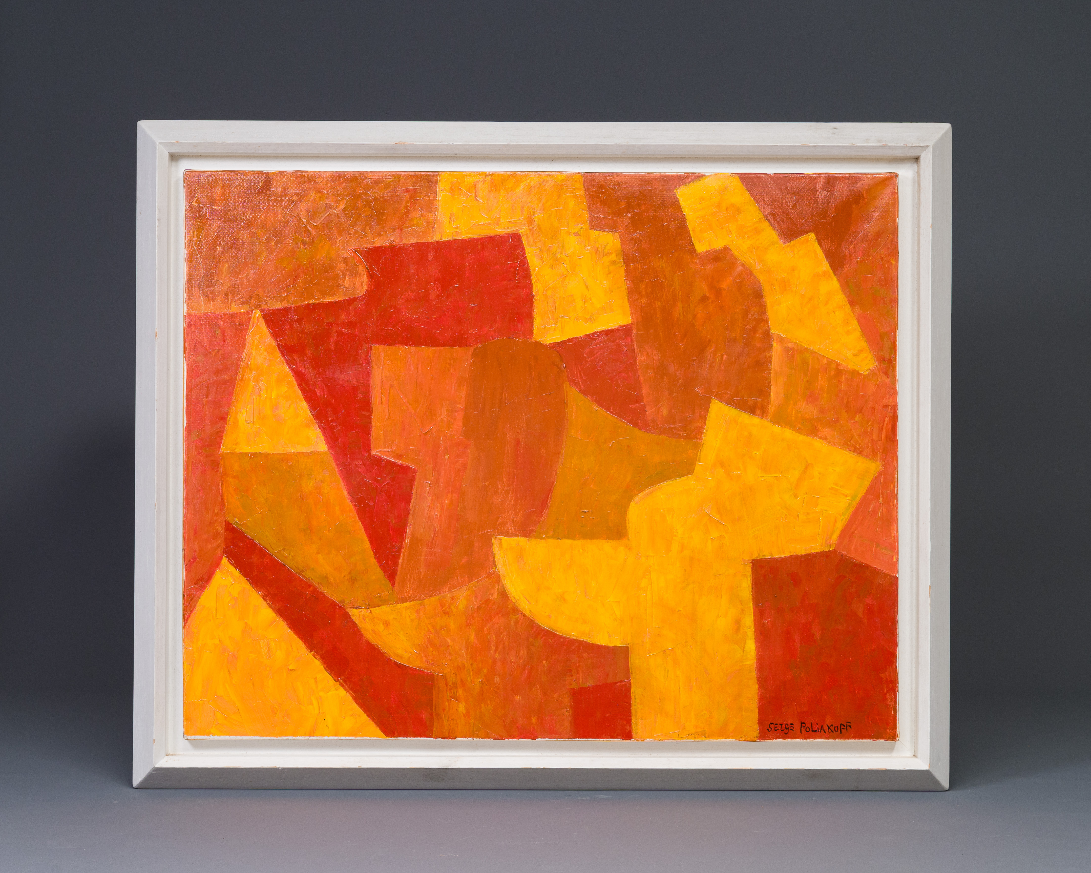 After Serge Poliakoff (1900-1969): Composition yellow red orange, oil on canvas - Image 4 of 11