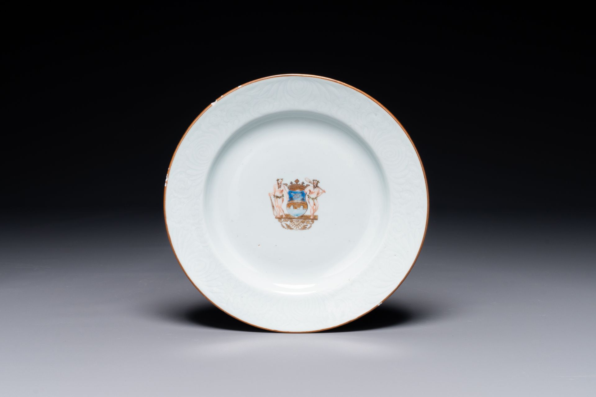 A Chinese armorial plate with the coat of arms of the Broman family for the Swedish market, Qianlong