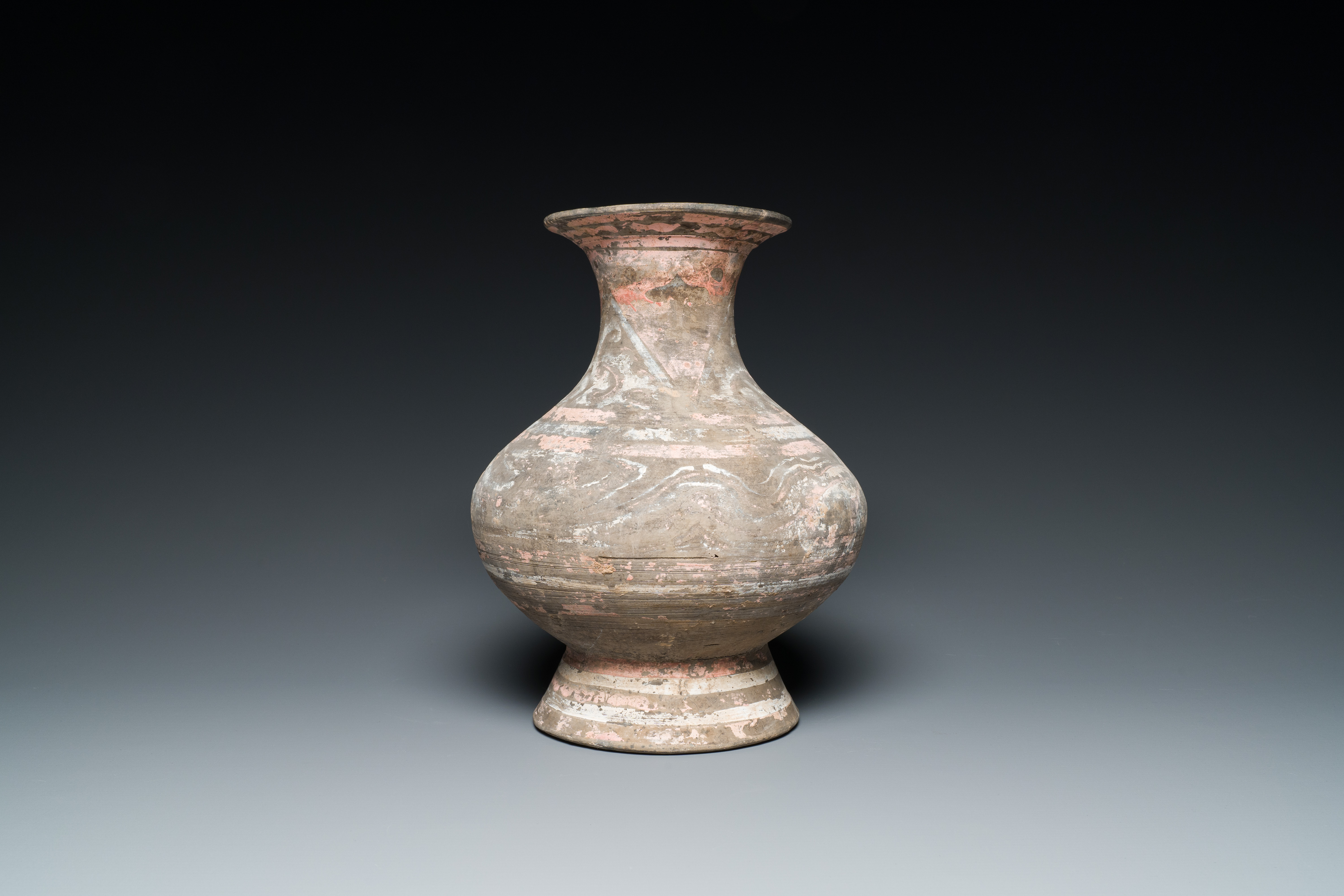 A Chinese polychrome painted pottery vase, Han - Image 8 of 18