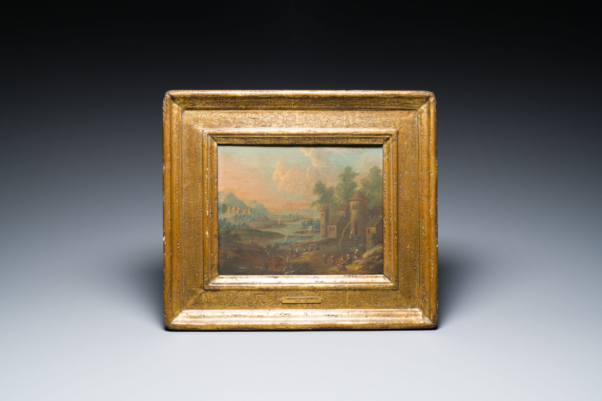 Adriaen Frans Boudewyns I (c.1644-1711): 'Italianate landscape', oil on panel - Image 5 of 12