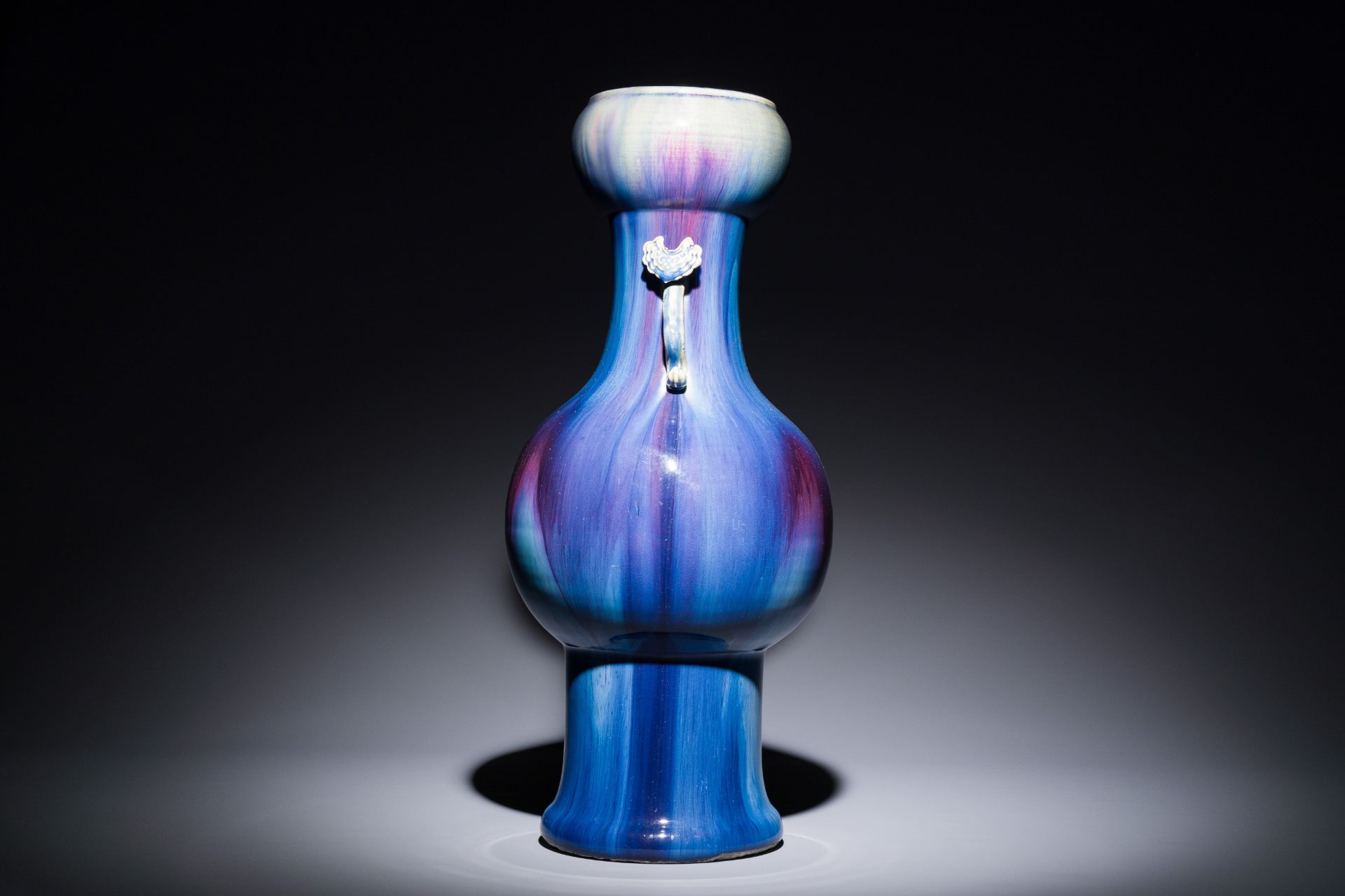 A Chinese flambe-glazed garlic-mouth vase with ruyi handles, 19th C. - Image 2 of 6