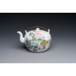 A Chinese qianjiang cai 'antiquities' teapot, Xu Pinheng è¨±å“è¡¡ signed, Tongzhi mark, dated 1889