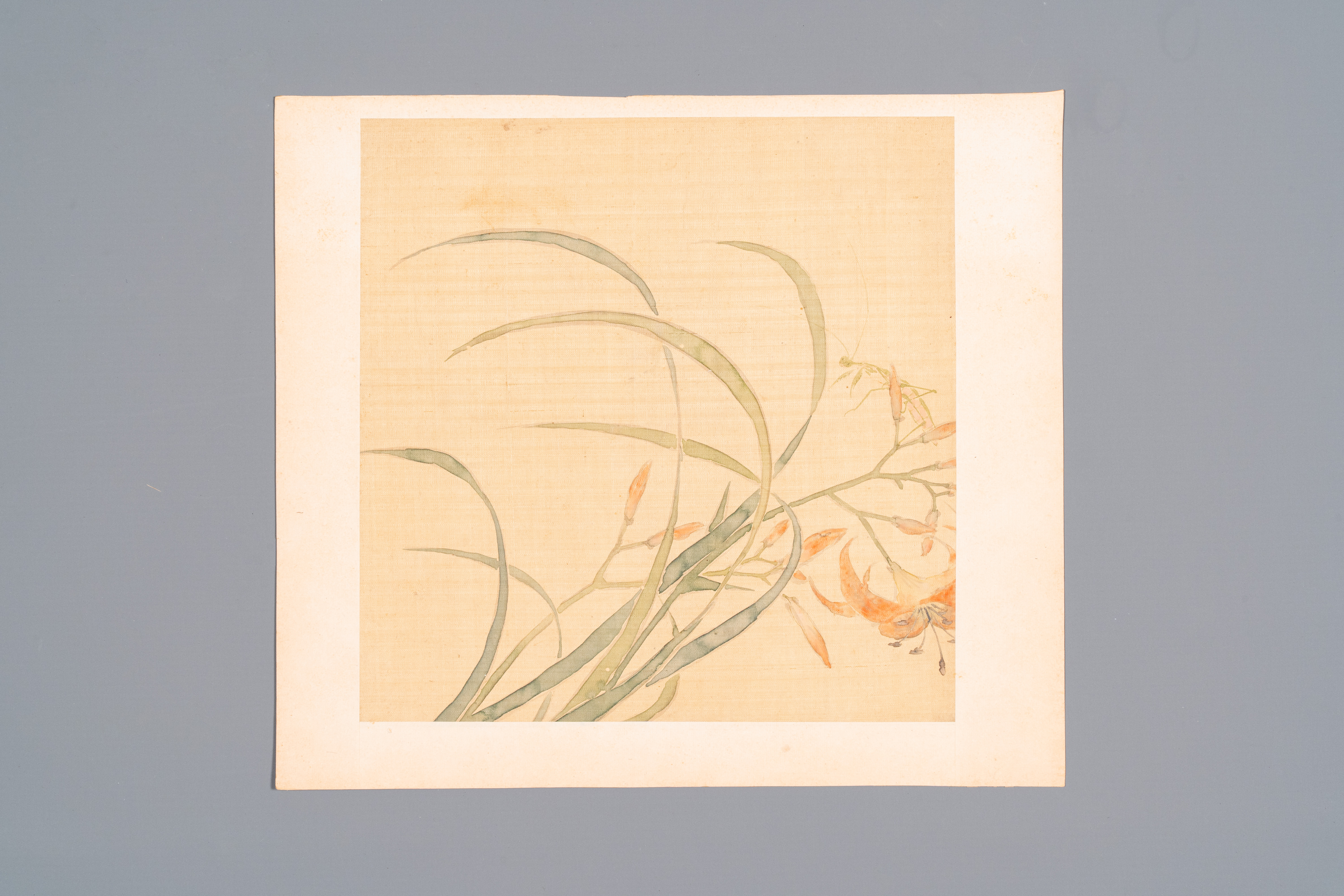 Chinese school: Five various works with landscapes and flowers, ink and colours on silk, signed Zizh - Image 9 of 12