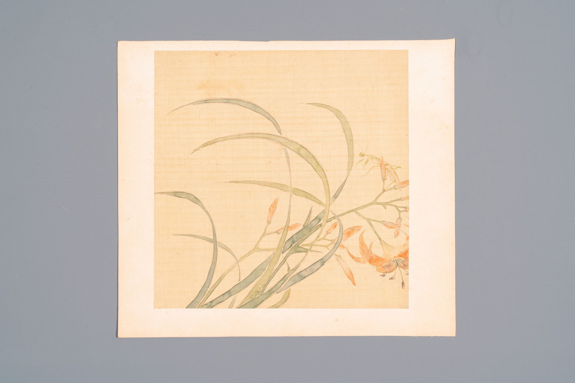 Chinese school: Five various works with landscapes and flowers, ink and colours on silk, signed Zizh - Bild 9 aus 12