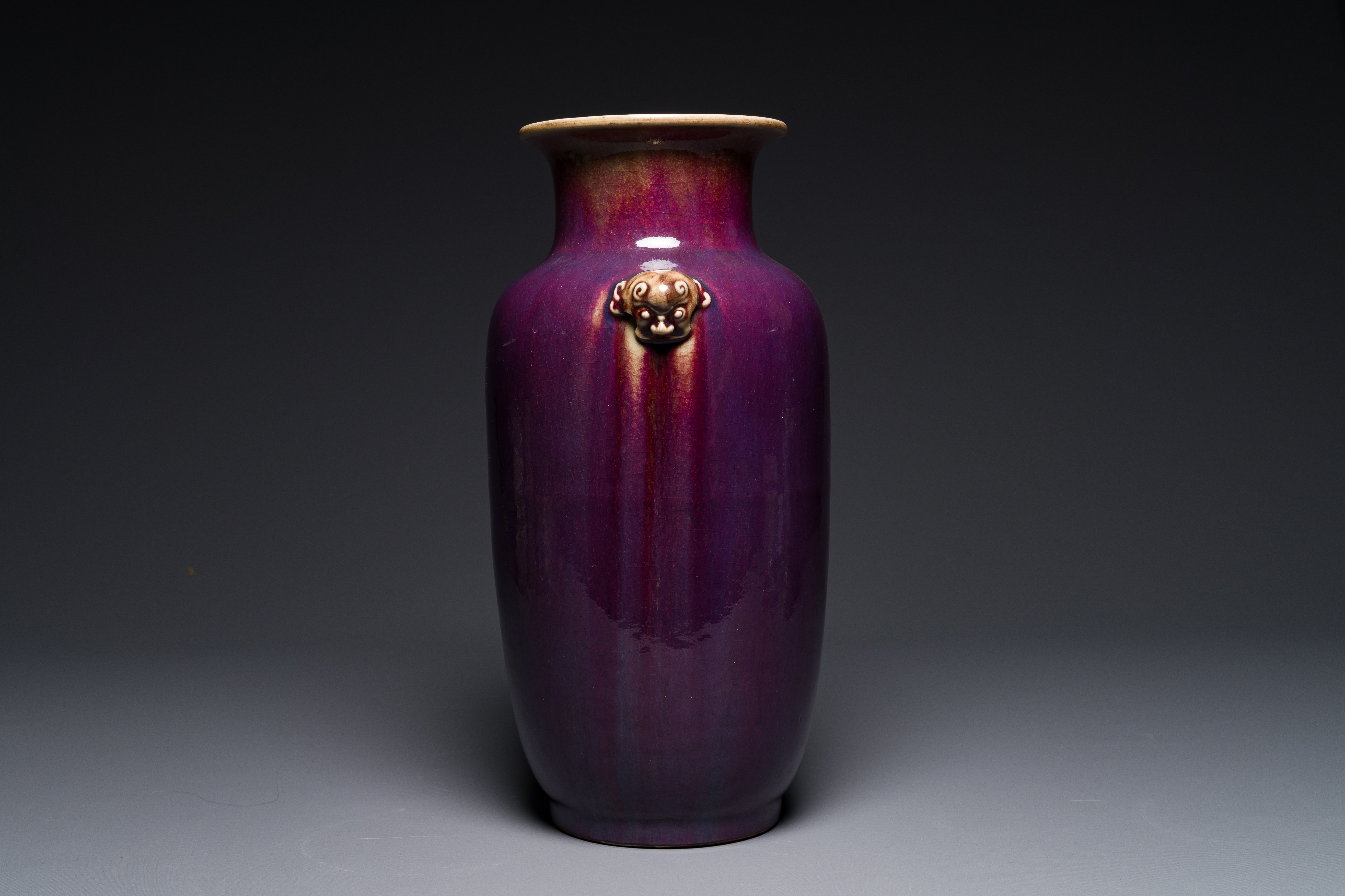 A Chinese lantern-shaped flambe-glazed vase, 18/19th C. - Image 2 of 6