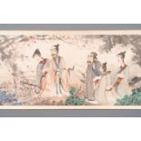 Fu Baoshi å‚…æŠ±çŸ³ (1904-1965): 'literati gathering', ink and colour on paper, dated 1943