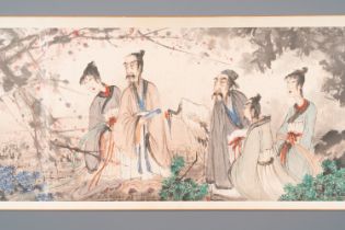 Fu Baoshi å‚…æŠ±çŸ³ (1904-1965): 'literati gathering', ink and colour on paper, dated 1943