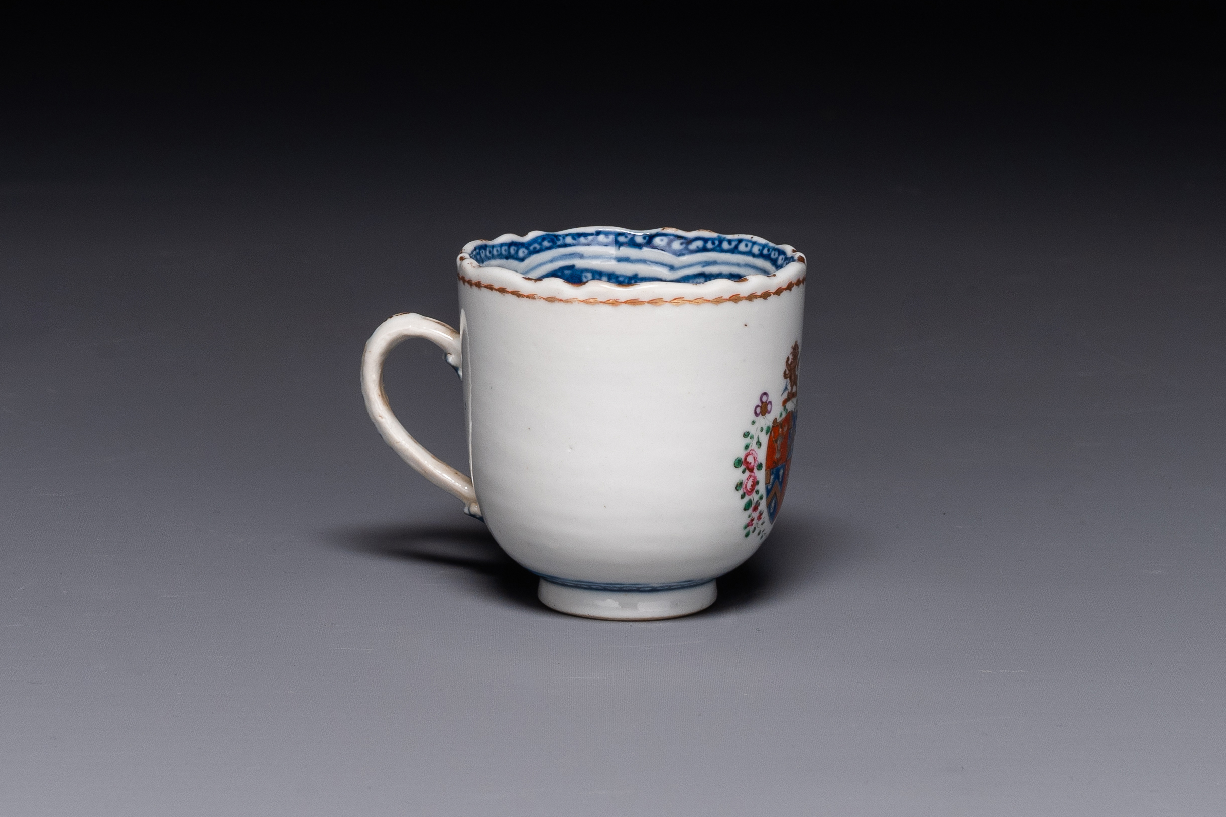 A Chinese famille rose armorial cup and saucer, Qianlong - Image 3 of 5