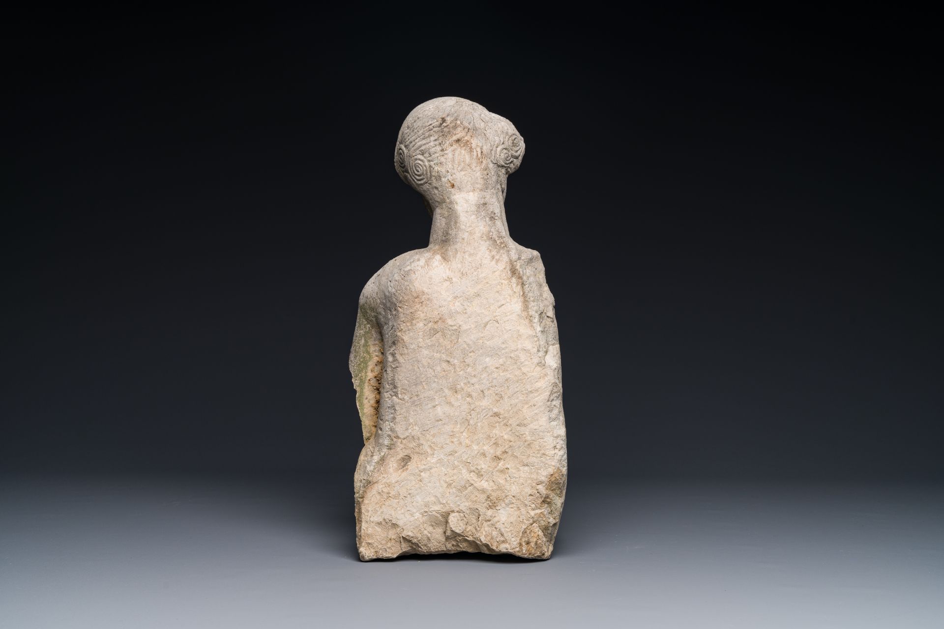 A stone sculpture of a man with the Freemasonry logo, probably France, 18th C. - Image 5 of 9