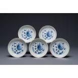 Five Chinese blue and white ko-sometsuke â€˜prawnâ€™ plates for the Japanese market, Tianqi