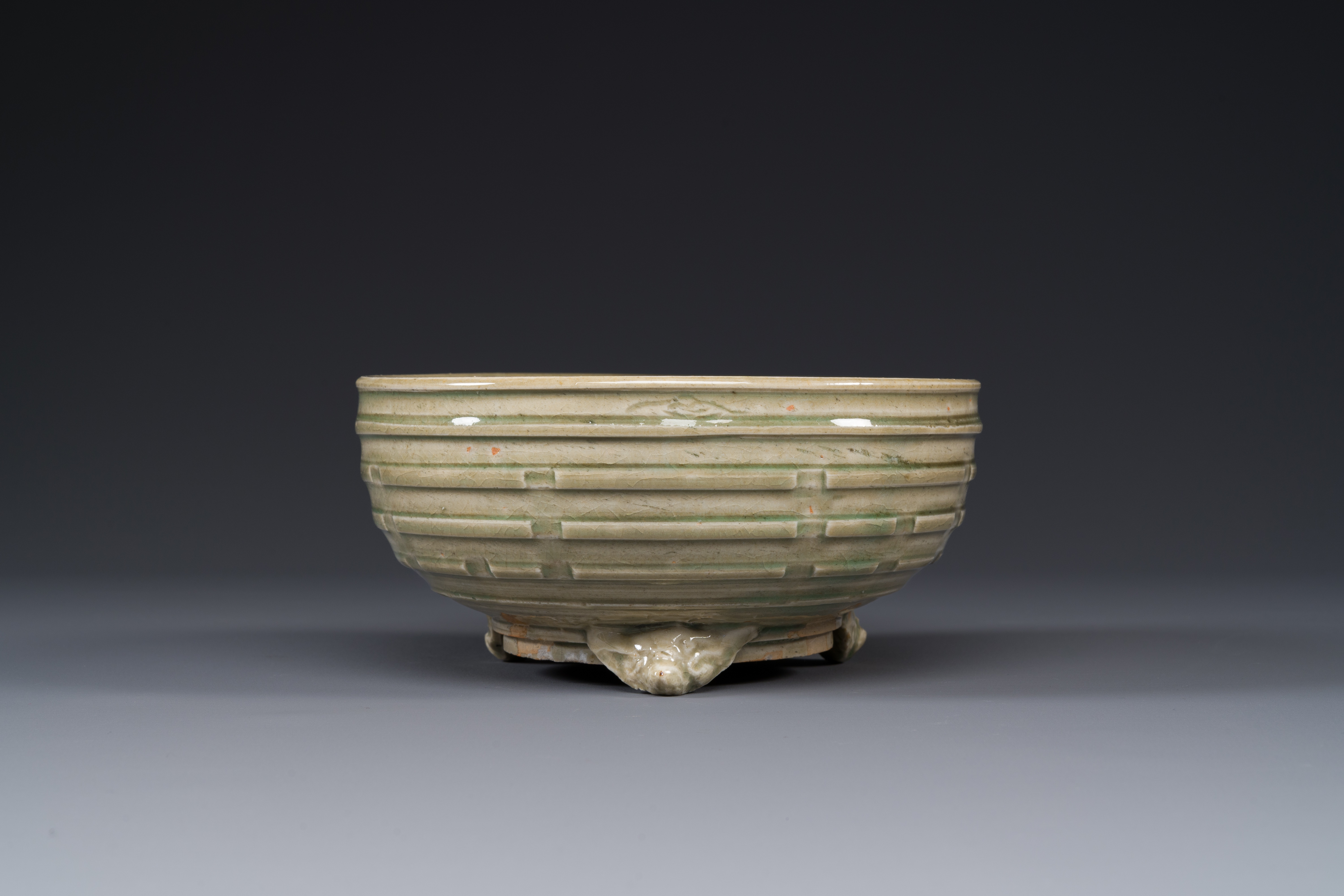 A Chinese Longquan celadon tripod censer, Ming - Image 2 of 4