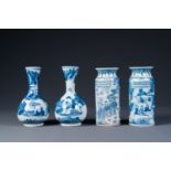 Two pairs of Japanese blue and white vases with figures in a landscape, Edo, 17th C.