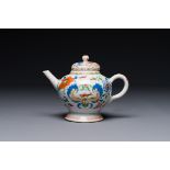 A Chinese famille rose 'Pompadour' teapot and cover, Qianlong