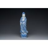 A fine Chinese blue and white Boddhisattva, Xue Chang Sen è–›é•·æ£® seal mark, Republic