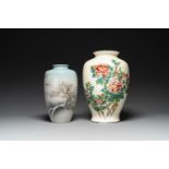 Two Japanese cloisonne vases with floral design, Meiji/Taisho/Showa