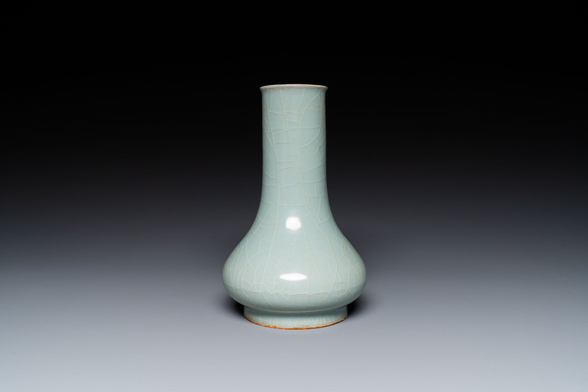 A Chinese Longquan celadon bottle vase, Song/Ming - Image 5 of 9