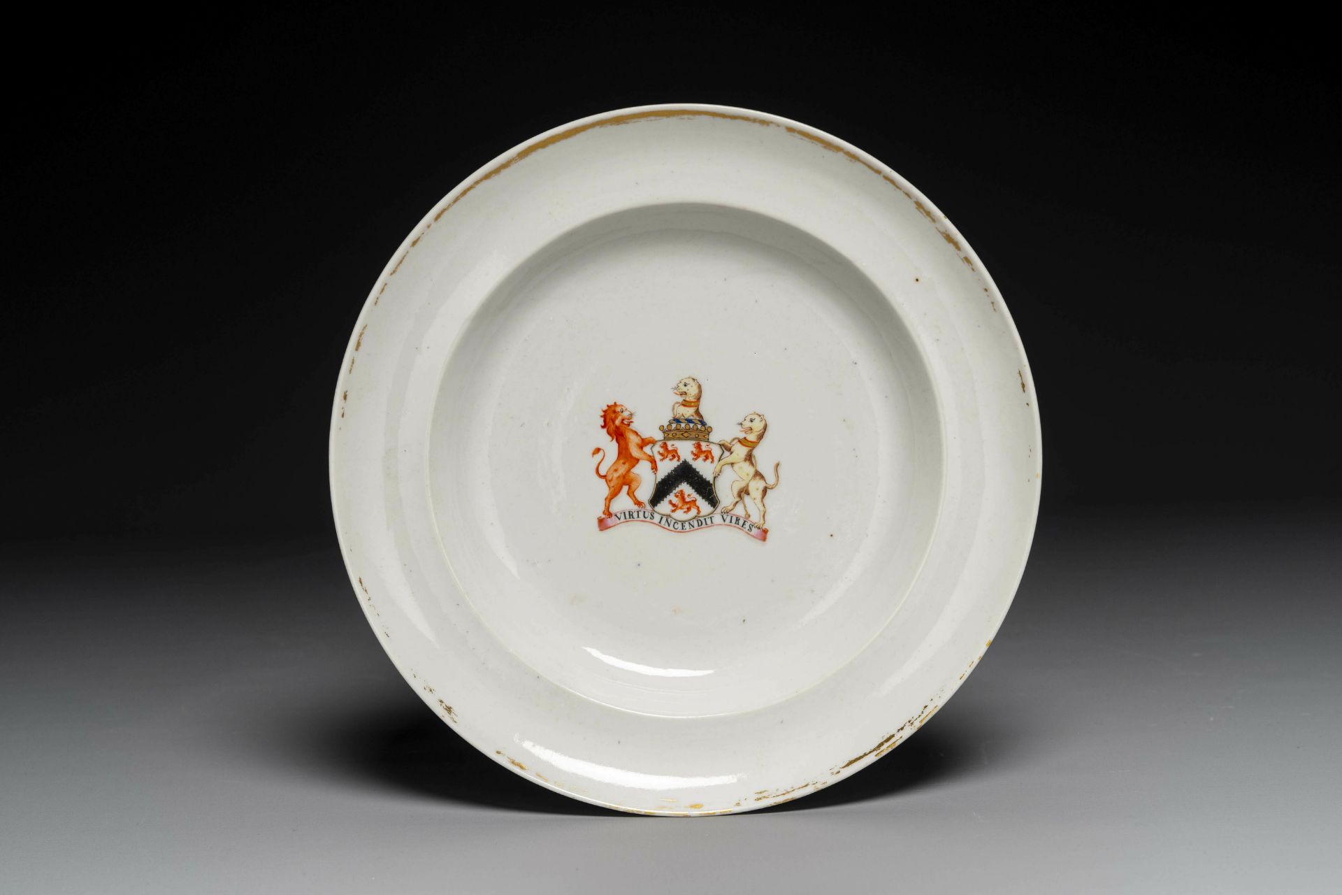 A Chinese armorial plate with the coat of arms of Lord Percy Clinton Sydney Smith, Viscount of Stran