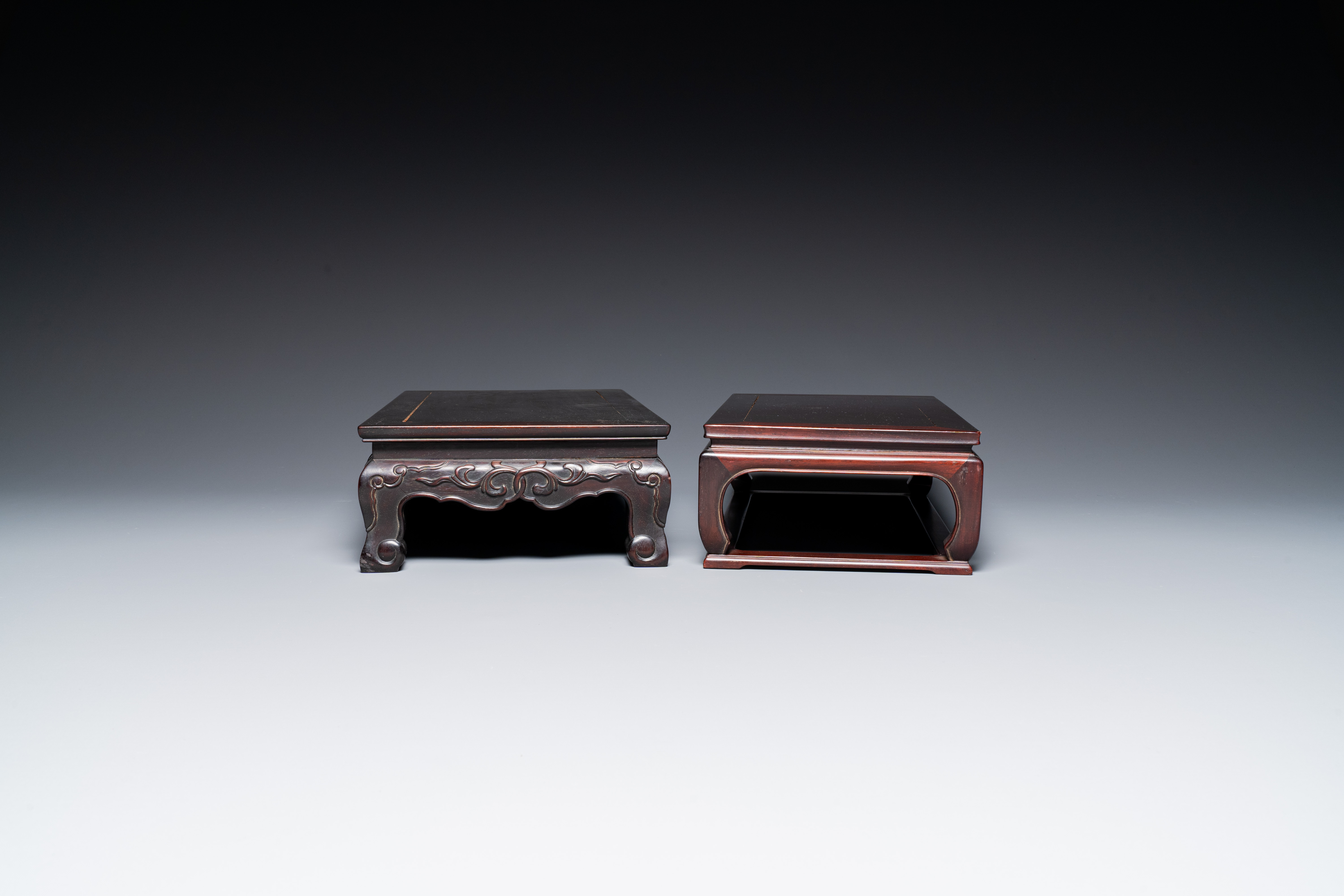 Three Chinese zitan wooden tables, 19/20th C. - Image 5 of 13