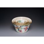 A rare set of ten Chinese famille rose 'erotic' nesting bowls, Daoguang mark and of the period