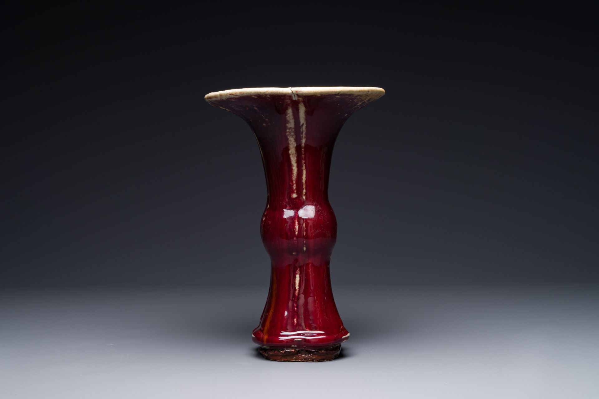 A Chinese quadrifoil flambe-glazed 'zun' vase, Qianlong mark and of the period - Image 4 of 9