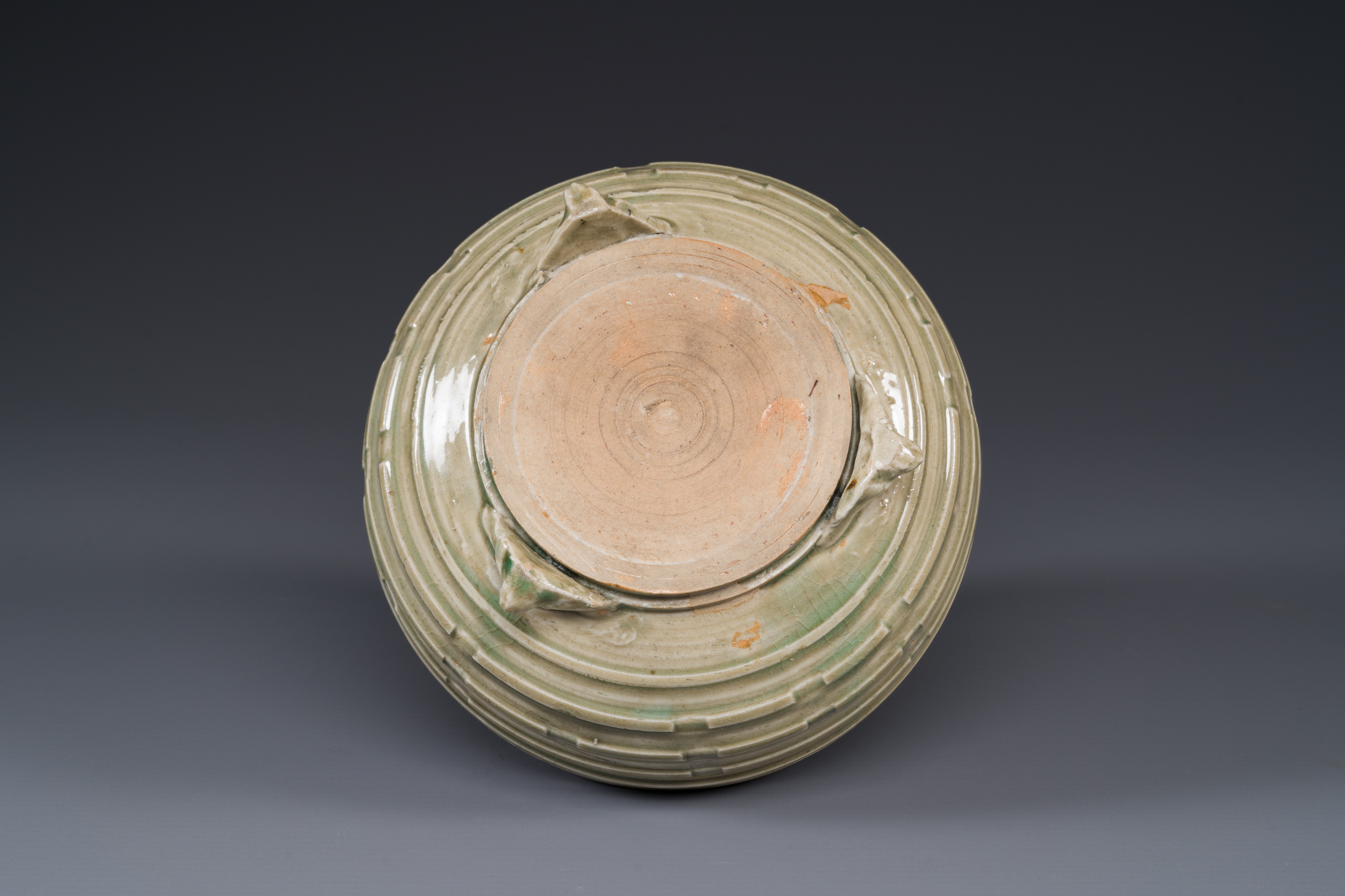 A Chinese Longquan celadon tripod censer, Ming - Image 4 of 4