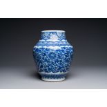 A Chinese blue and white 'lotus scroll' vase, Transitional period