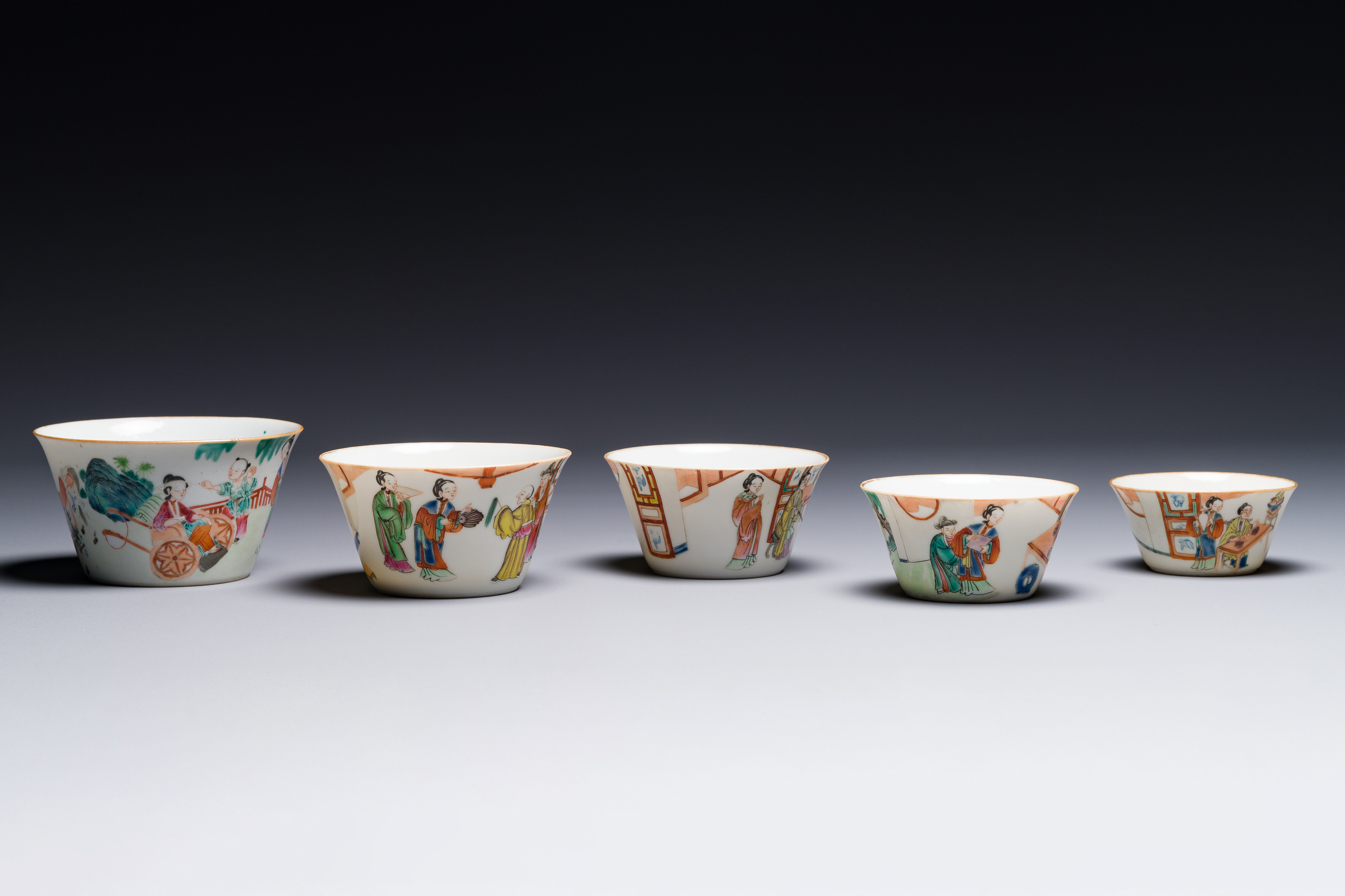A rare set of ten Chinese famille rose 'erotic' nesting bowls, Daoguang mark and of the period - Image 8 of 17